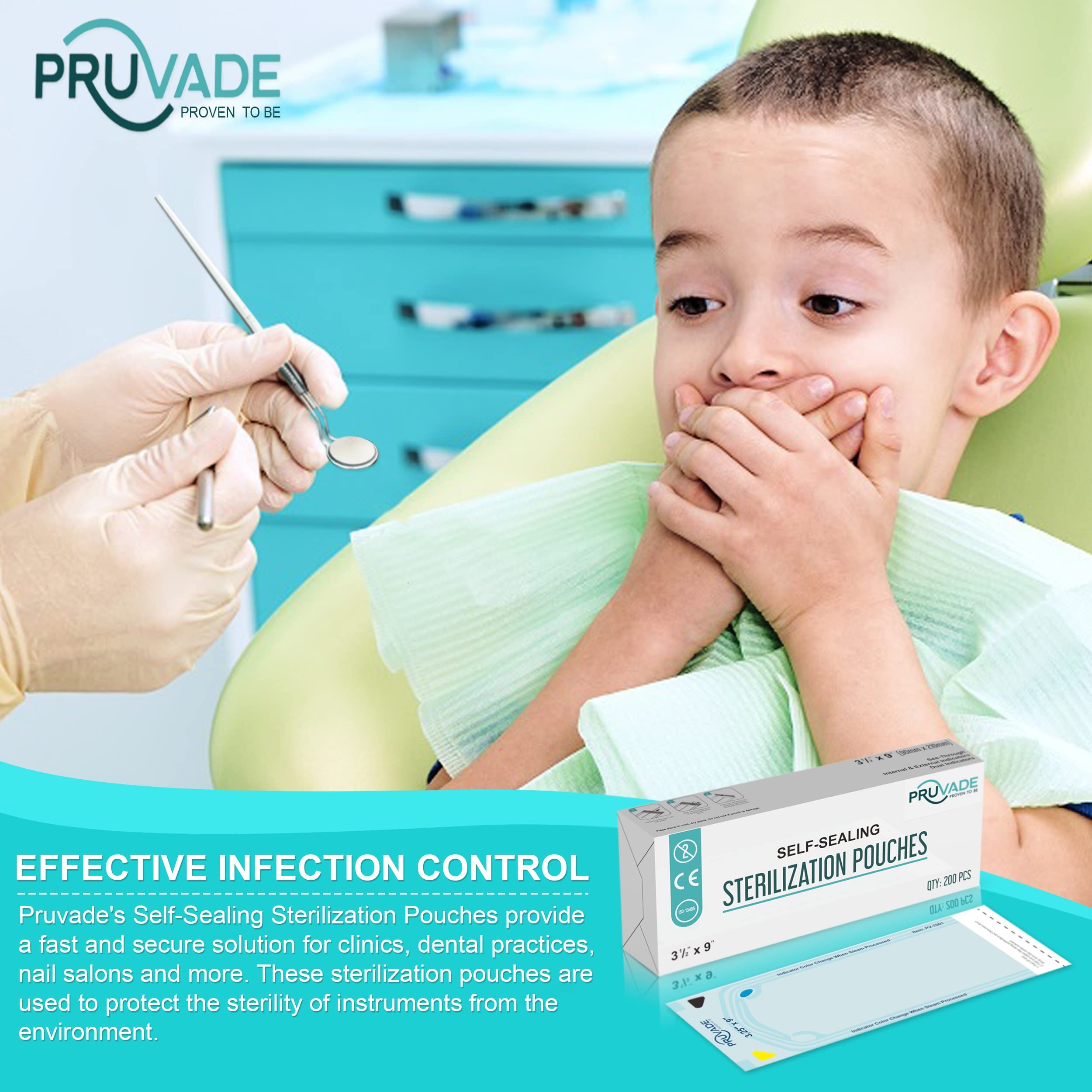 Sterilization Pouches 200 Pack - 4.25