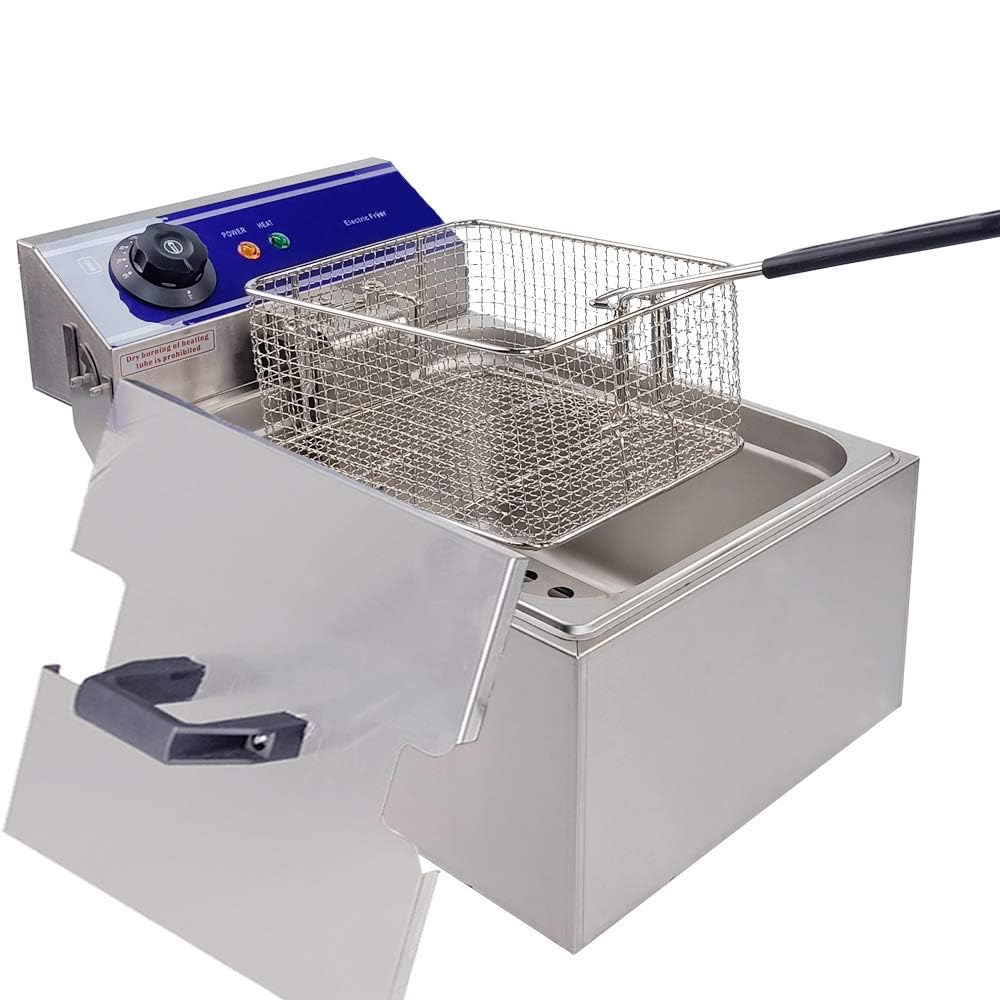 Commercial Electric Deep Fryer with Temperature Control - Stainless Steel Countertop Single Tank for French Fries, Chicken Wings - Perfect for Home Kitchen & Restaurant Use