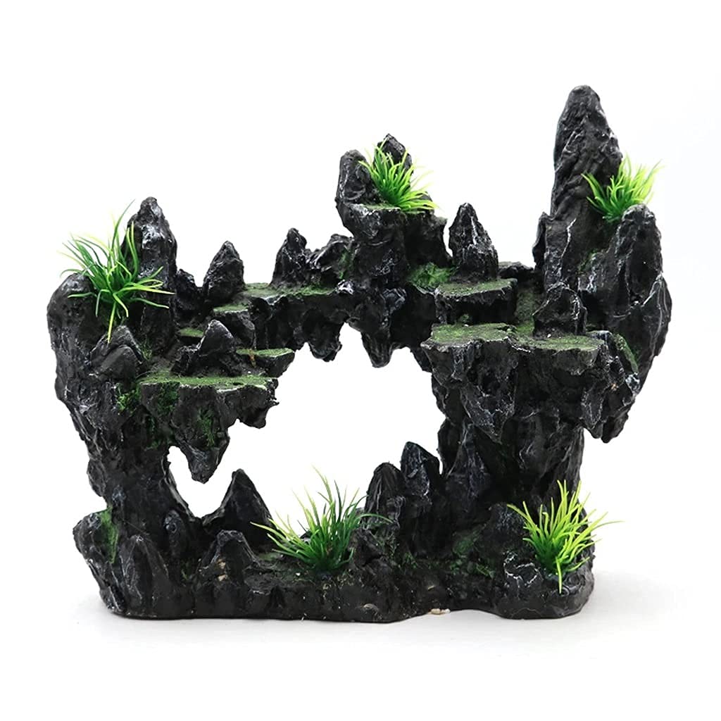 Xinmier Aquarium Rock Decoration - Natural Fish Tank Landscape Decor with Cave Shelter, Simulated Mountain Ornaments for Betta Fish, Goldfish, Shrimp (Perfect for Freshwater & Saltwater Aquariums)