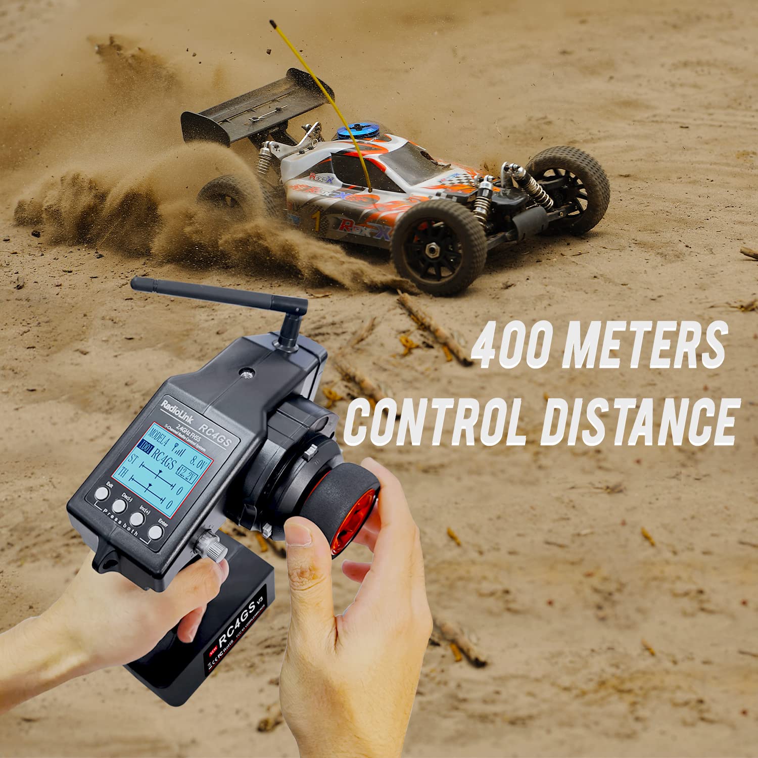 Radiolink RC4GS V3 5-Channel 2.4GHz RC Radio Transmitter with Gyro & 4x R6FG Receivers - 400M Remote Control Kit for RC Cars, Boats, Crawlers, Tanks, Drifting, Buggies | Perfect for Racing, Off-Roading & Hobby Use