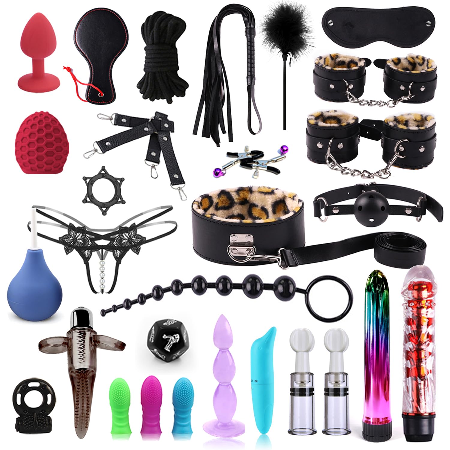 30pcs BDSM Bondage Kit for Couples - Adult Restraint Set with Sex Toys & Accessories for Kinky Pleasure - Perfect for Spicing Up Your Bedroom & Role Play Scenes