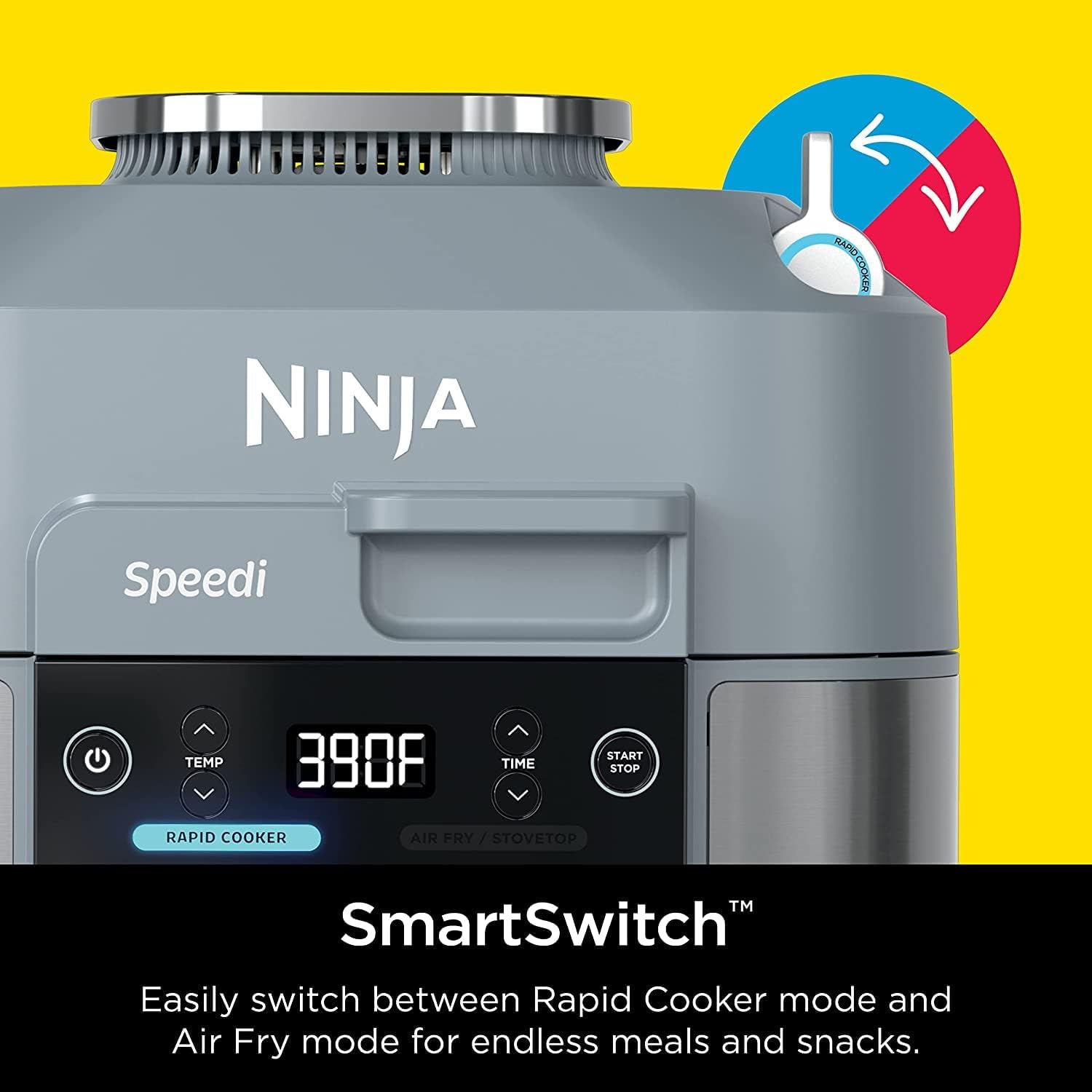 Ninja Speedi Rapid Cooker & Air Fryer - 6 Quart Capacity, 12-in-1 Multi-Cooker for Steaming, Baking, Roasting, Searing, Sautéing, Slow Cooking & Sous Vide | Fast 15-Minute Meals in One Pot | Perfect for Busy Families, Meal Prep & Healthy Cooking | Light Gray