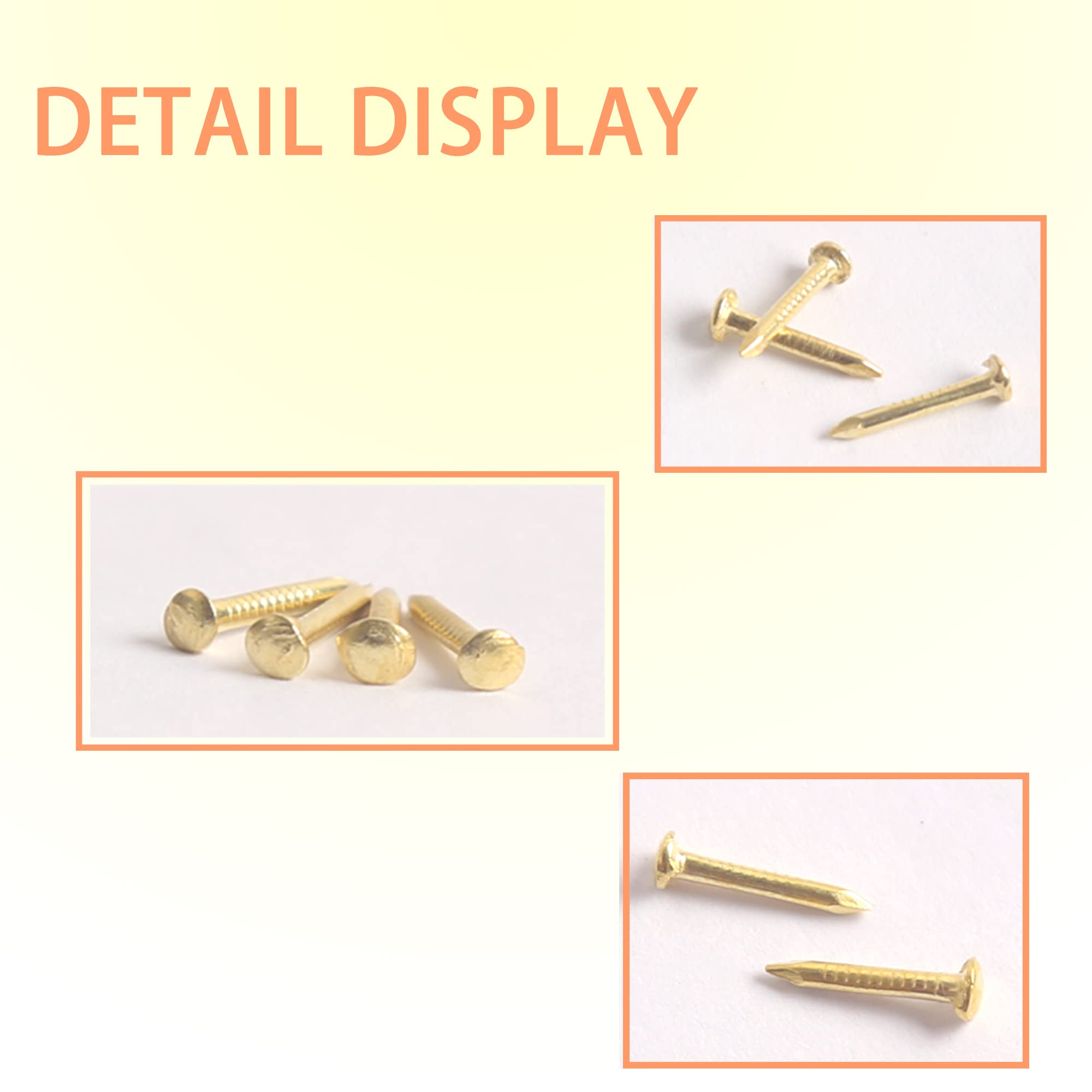 500pcs 10mm Small Iron Nails - Gold Picture Hanging Nails for Woodworking, Furniture DIY & Home Decor (Perfect for Hanging Frames, Photos & Wall Art)