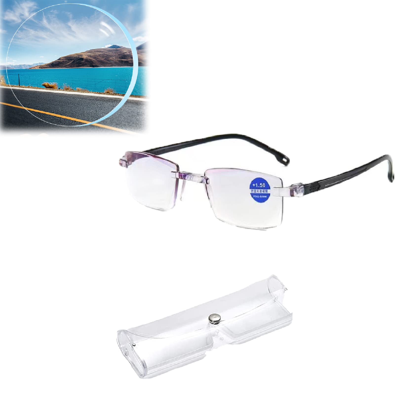 Premium Sapphire High-Hardness Blue Light Blocking Reading Glasses - Bifocal Computer & Reading Glasses for Men & Women - Reduce Eye Strain for Office Work, Gaming & Digital Screen Use