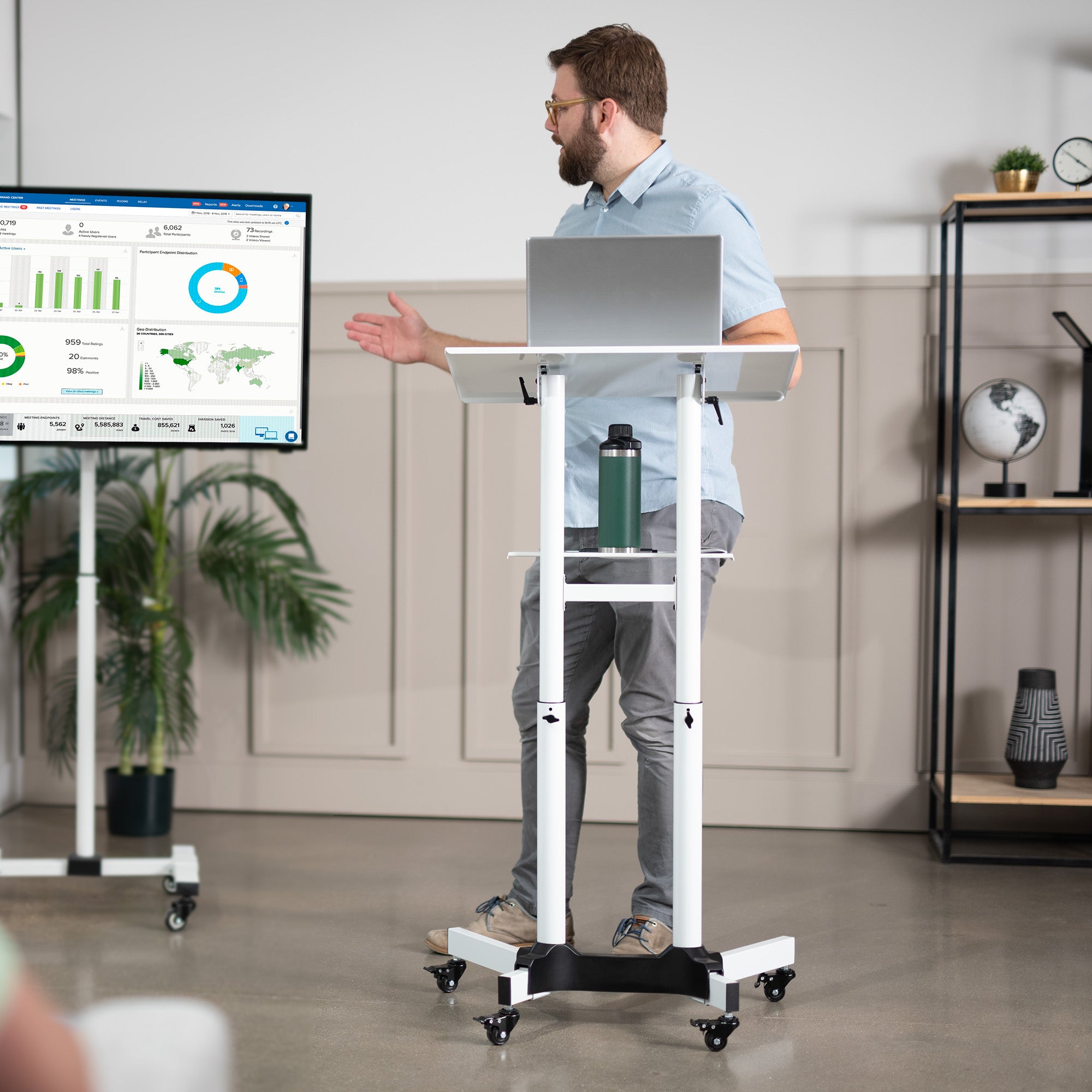 24-in-1 Multi-Purpose Mobile Podium Stand with Wheels - Perfect for Presentations, Lectures, and Trade Shows
