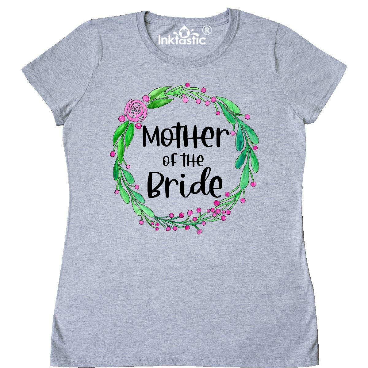 Inktastic Mother of The Bride Rose Wreath Women's T-Shirt - Comfortable Casual Tee for Wedding Events, Family Gatherings & Special Occasions