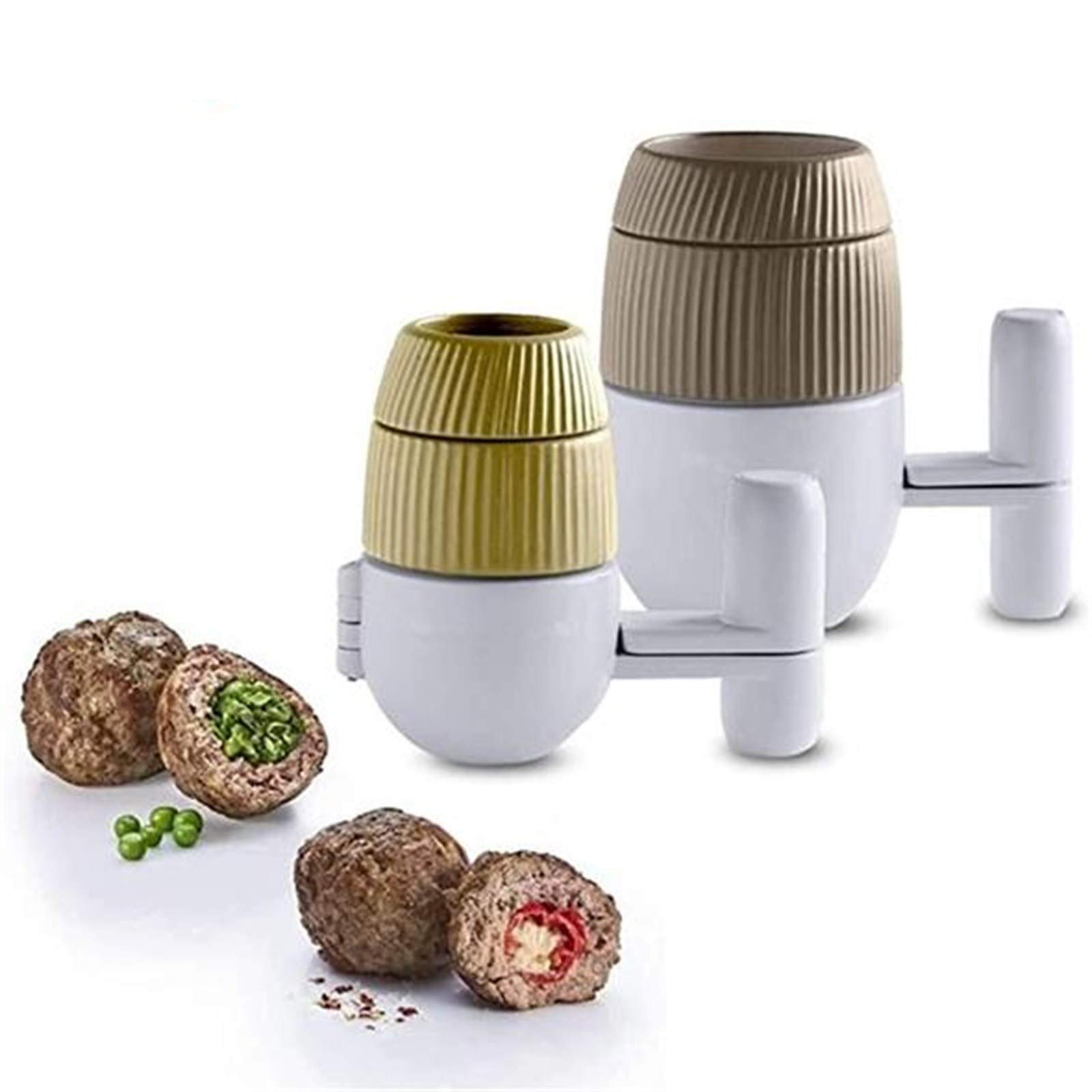 2-Piece DIY Meatball Maker Set - Stainless Steel Meatball & Fish Ball Mold for Cooking, Handmade Stuffed Rice Balls - Perfect for Home Kitchen, Meal Prep & Asian Cuisine (2 Sizes)