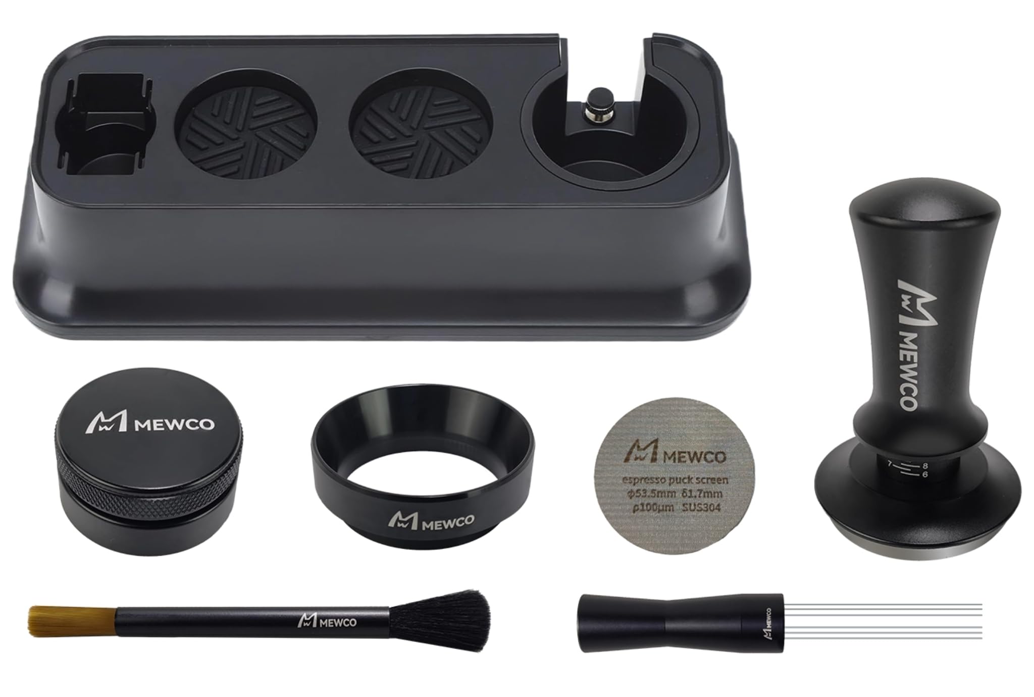 7-Piece Espresso Accessories Kit - 54mm Coffee Tamper, Distributor, WDT Stirrer, Dosing Funnel, Brush & Puck Screen - Professional Barista Tools for Home & Office Coffee Brewing - Perfect for Espresso Machine Enthusiasts & Coffee Lovers