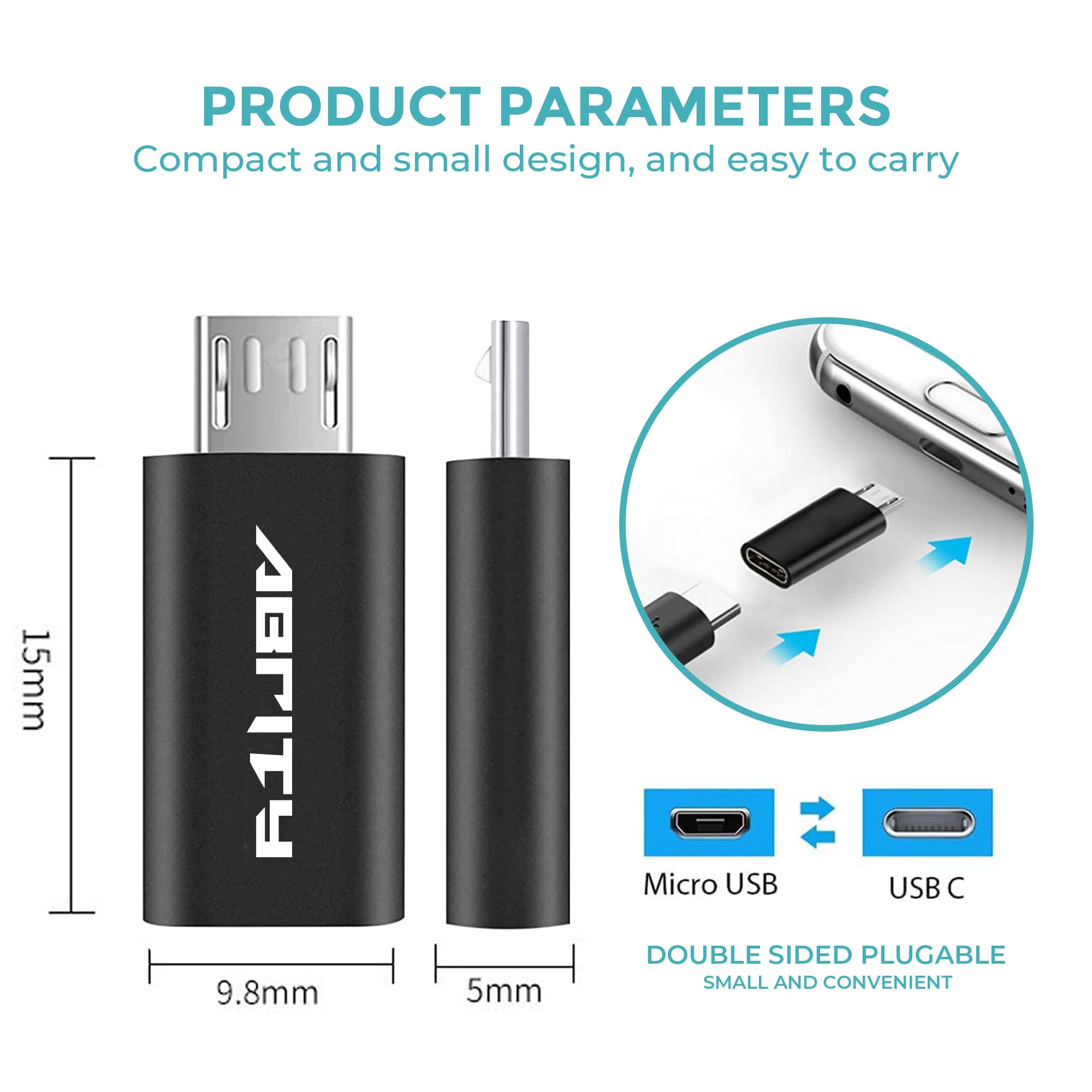 2-Pack Micro USB to USB C Adapter - Fast Charging & Data Sync Cable for Smartphones, Tablets, and More | Perfect for Samsung, Android, and Other USB-C Devices