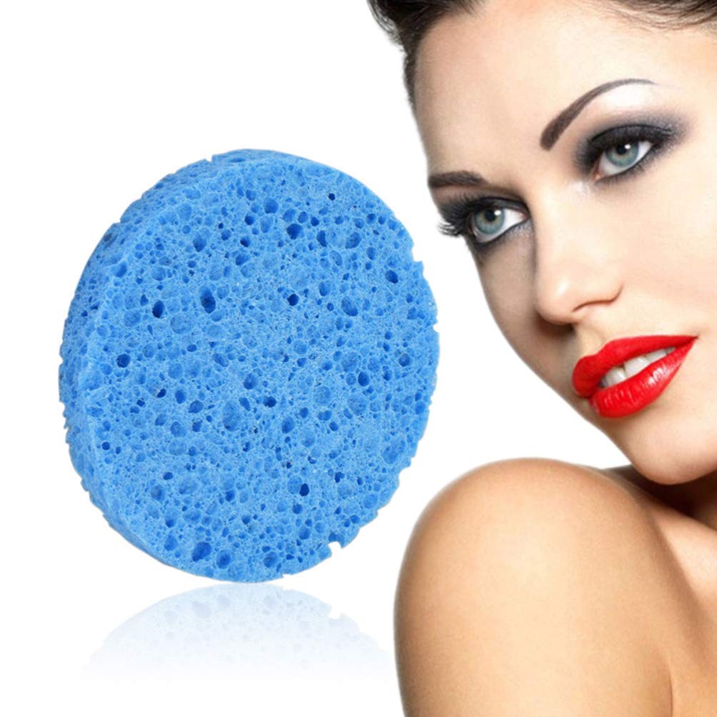 Epson Makeup Sponges 10-Pack - Compressed Natural Cellulose Facial Sponges for Makeup Removal & Quick Cleaning | Soft, Reusable Makeup Blending Sponge for Foundation, Concealer & Powder Application (Blue)