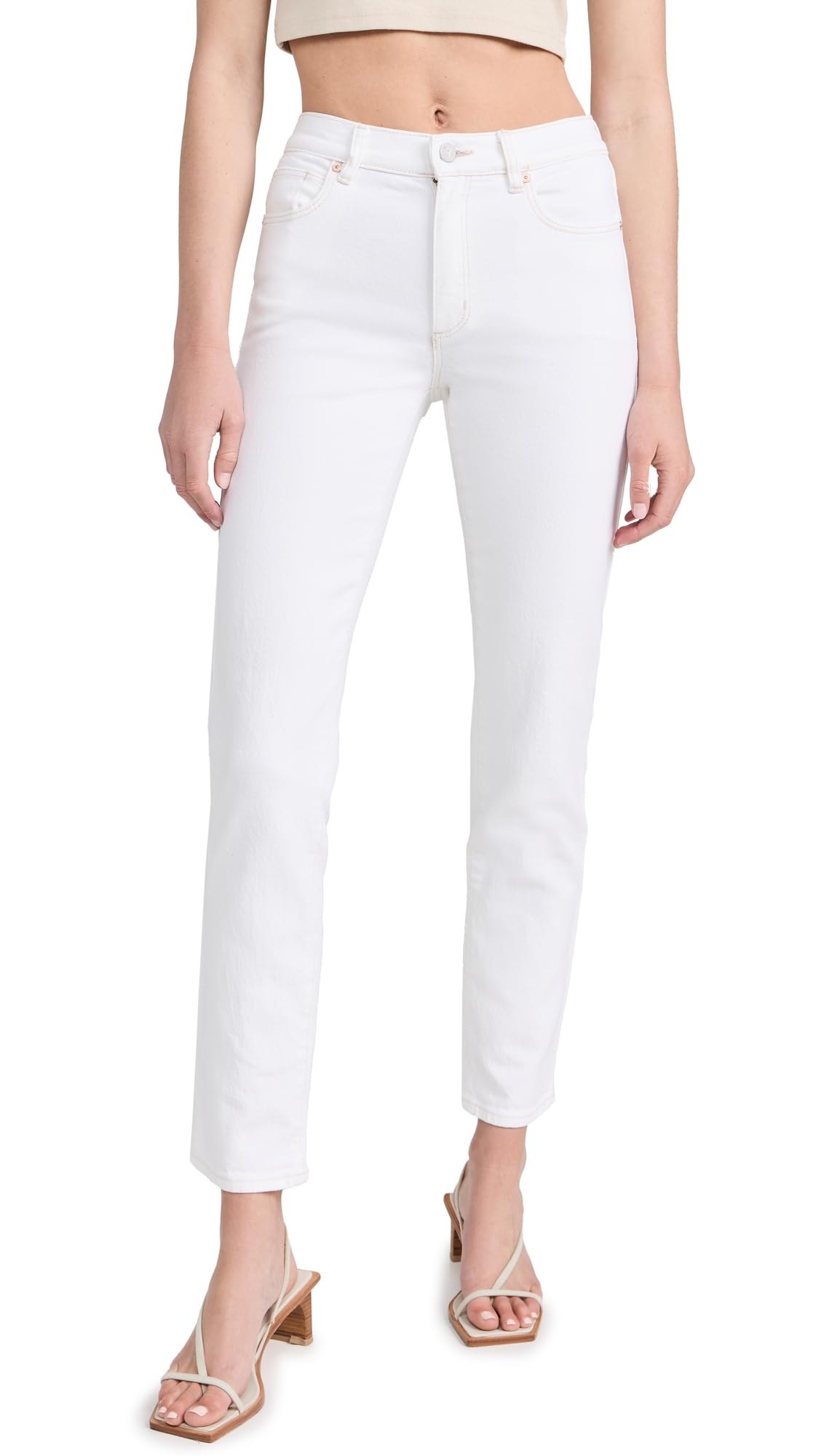 ABRAND Women's High Waist 95 Stovepipe Bianco Jeans - Skinny Fit Stretch Denim Pants for Casual Wear & Night Out