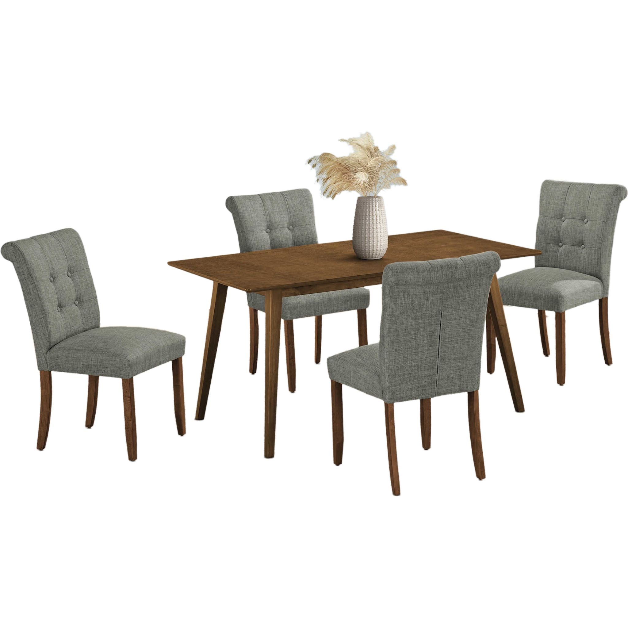 Modern 5-Piece Asher Wooden Dining Set - Solid Oak Table & 4 Chairs for Kitchen, Dining Room, or Small Space - Perfect for Family Meals & Entertaining Guests