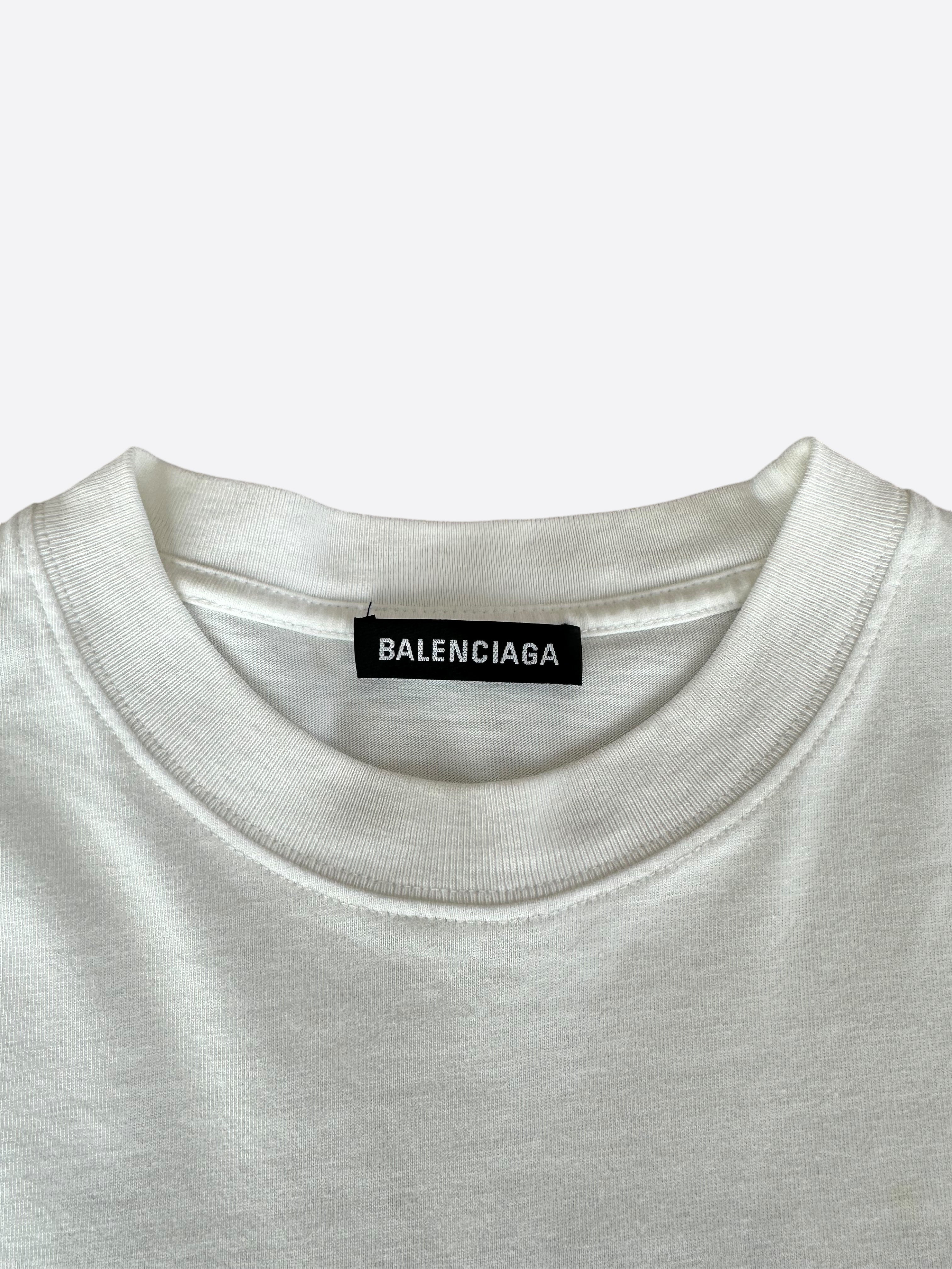 Balenciaga White & Black Logo T-Shirt for Men & Women | Stylish Casual Wear for Street Fashion & Everyday Outfits