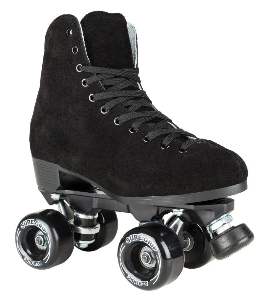 Sure Grip Boardwalk Roller Skates for Women & Men - Classic Black Outdoor/Indoor Roller Skates with High-Quality Leather Boot - Perfect for Rink Skating, Roller Derby, Fitness & Retro Style Fashion