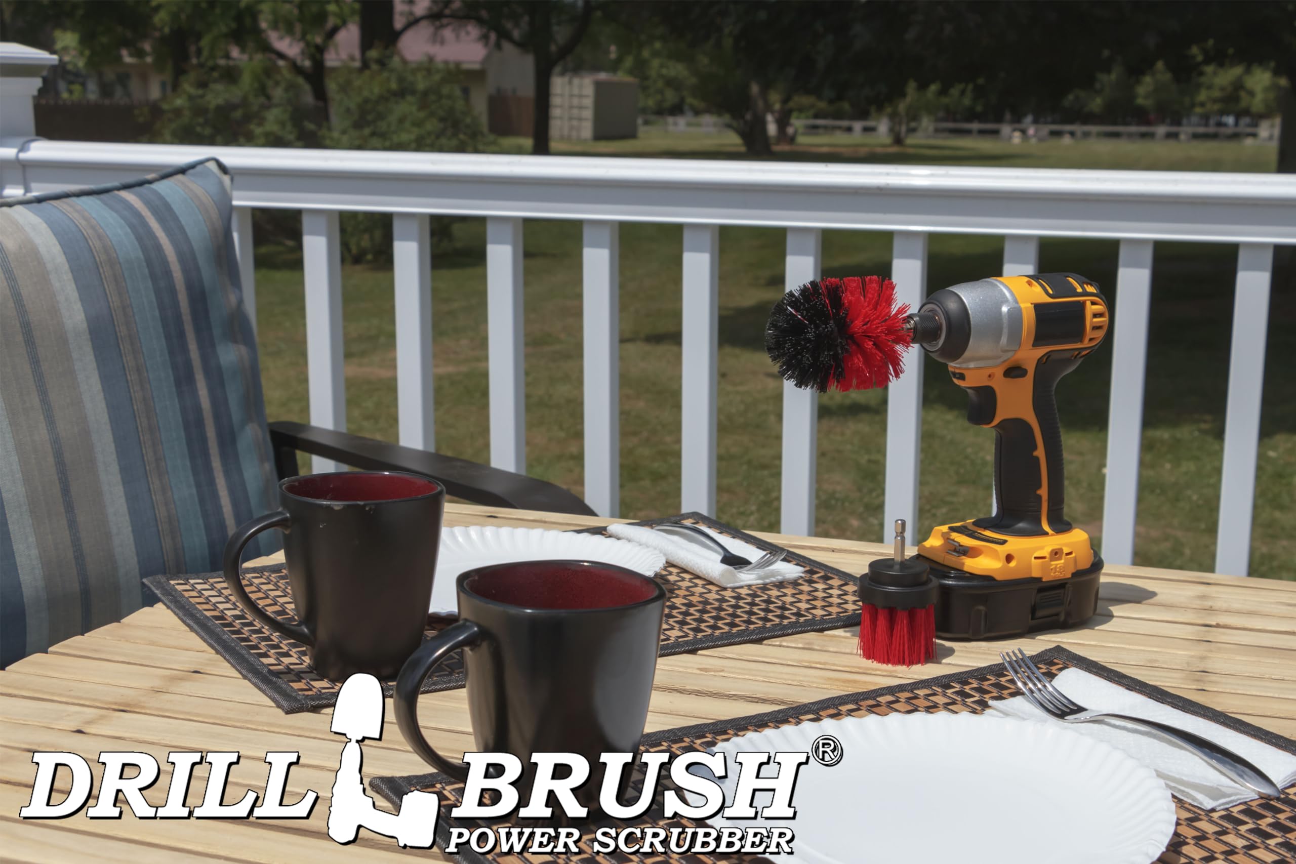 2-Piece Outdoor Scrub Brush Set for Siding, Brick & Stone - Deck, Patio & Gutter Cleaning Tools