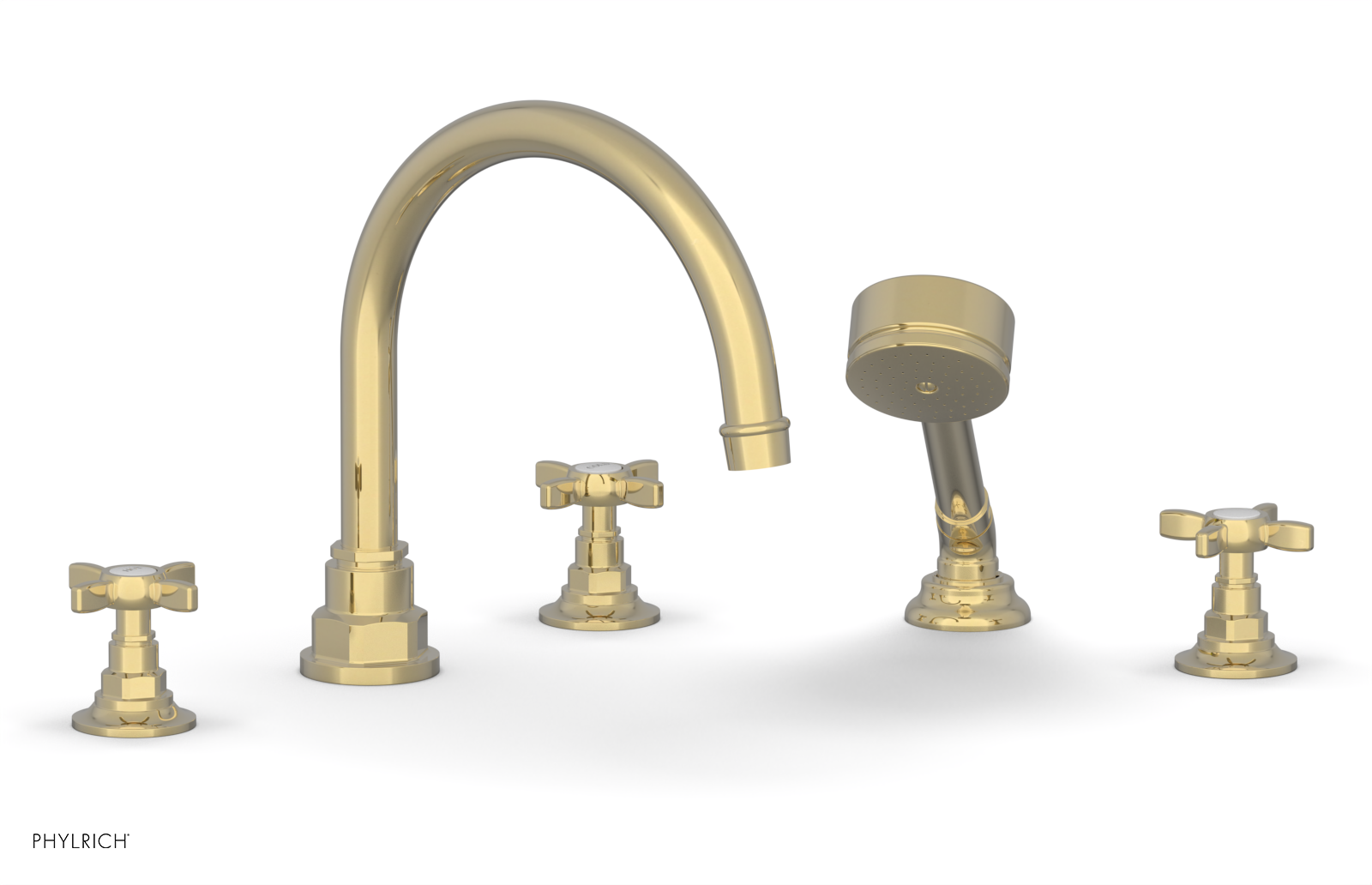 Jamestown Deck Tub Set with Hand Shower - Cross Handles 165 48 - Outdoor/Indoor Freestanding Bathtub for Patio, Garden, or Bathroom Relaxation