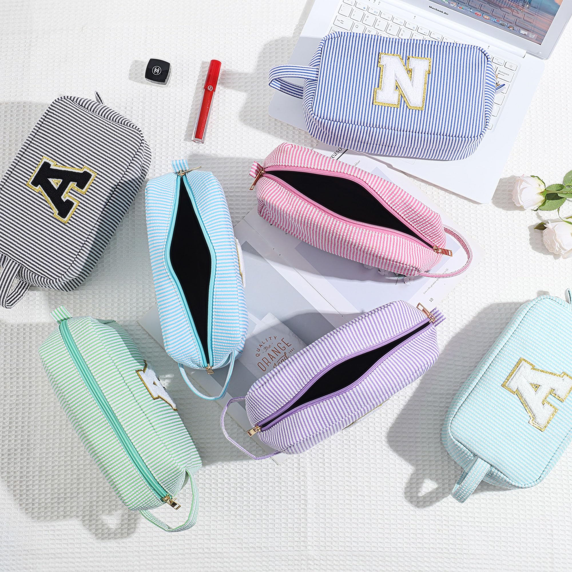 Personalized Monogram Makeup Bag for Bridesmaids - Cute Wedding Proposal Gift, Bridal Shower Present & Maid of Honor Gift - Perfect for Bachelorette Parties, Wedding Day Essentials & Travel Cosmetics Organizer