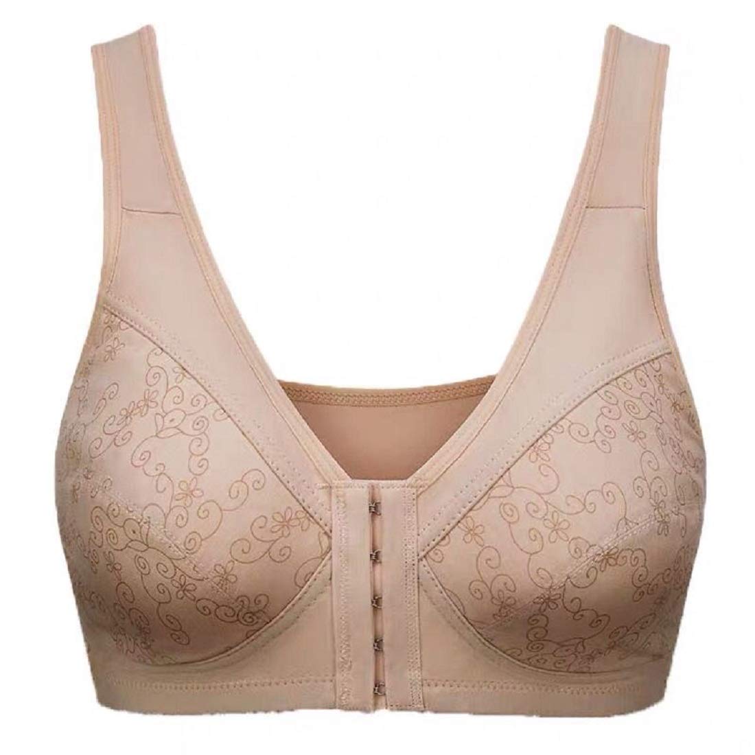 SANDYFU Front-Close Wireless Bras for Women - Ultra Soft Cotton Comfort Bra, Non-Slip Shoulder Straps, Easy Hook & Eye Closure - Perfect for Elderly Women, Post-Surgery Recovery & Everyday Comfort Wear