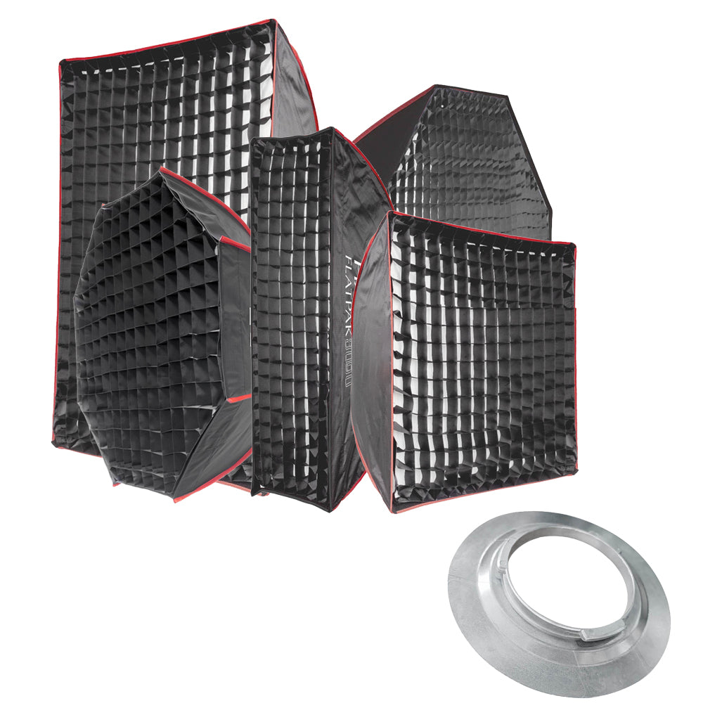 Professional Photography Softbox Lighting Kit - 3-Piece FlatPak Softbox Bundle with Multiple Sizes & Shapes for Studio, Portrait, and Product Photography