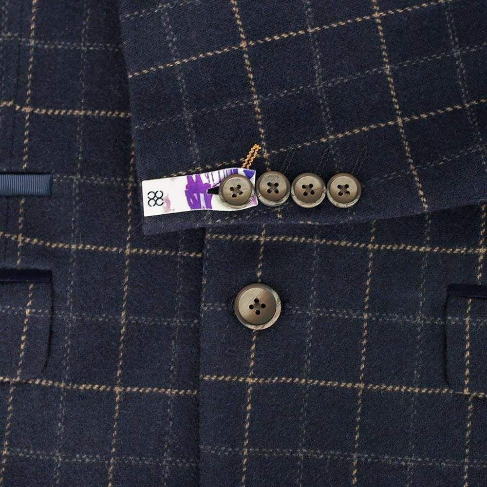 Cavani Shelby Navy Tweed 3 Piece Suit for Men | Premium Wool Blend Business Attire | Perfect for Weddings, Office & Formal Events