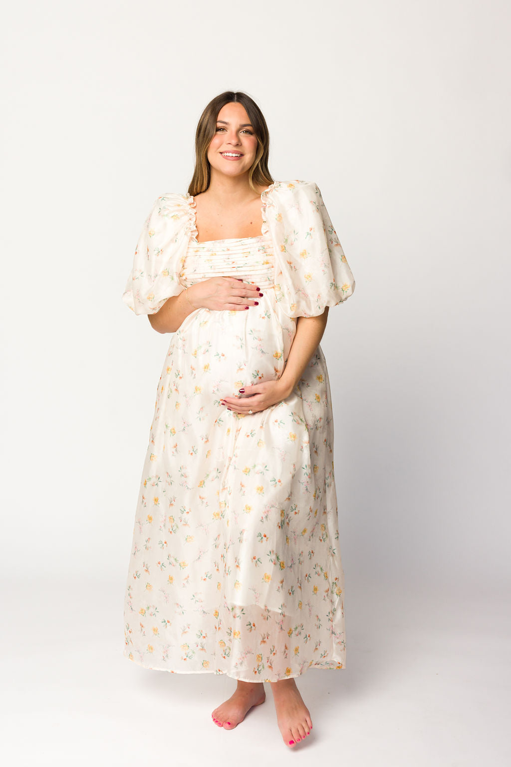 Melody Maxi Dress with Pleats & Bow Detail - Yellow Rose Floral Print | Bump Friendly Maternity Dress | Inclusive Sizing S-3XL | Perfect for Weddings, Baby Showers & Summer Vacations