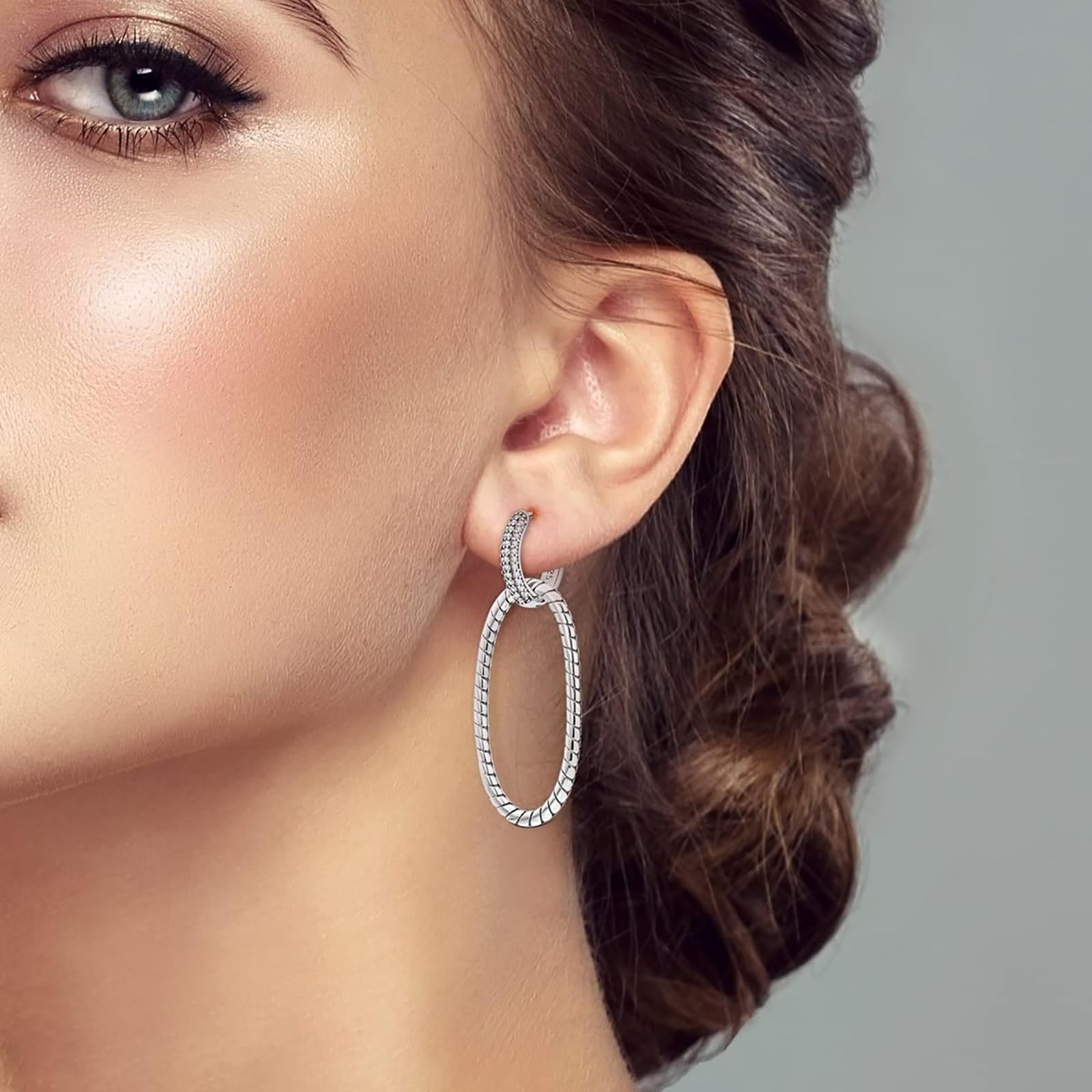925 Sterling Silver Hoop Earrings for Women - Hypoallergenic Small Boho Dangle Earrings with Rope Design, Double Oval Huggie Hoops for Sensitive Ears | Perfect Gift for Mother's Day, Birthday, Anniversary & Everyday Wear (Office, Date Night, Party)