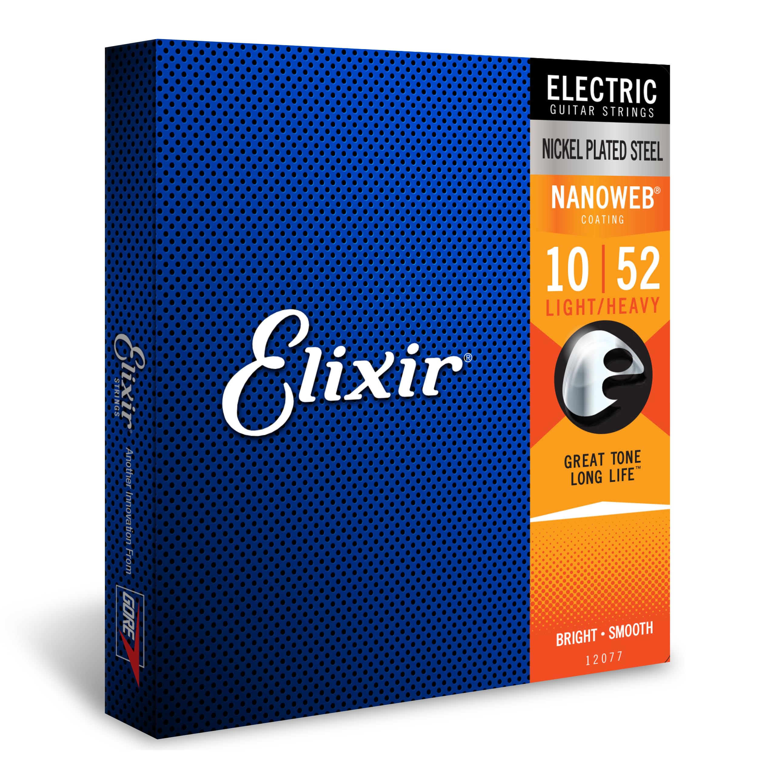 Elixir Electric Guitar Strings - Nickel Plated Steel with NANOWEB Coating | Long-Lasting Bright Tone & Comfortable Feel | 6-String Set (10-52 Light/Heavy Gauge) | Perfect for Rock, Blues & Studio Recording