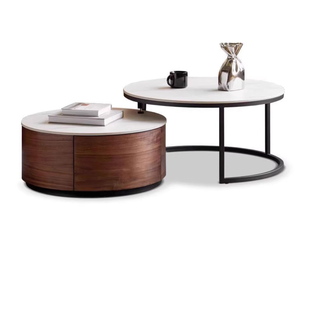 27.6x27.6x11.4 inch / 70x70x29 cm / Rich Dark Walnut Color / coffee table + 0.8m table