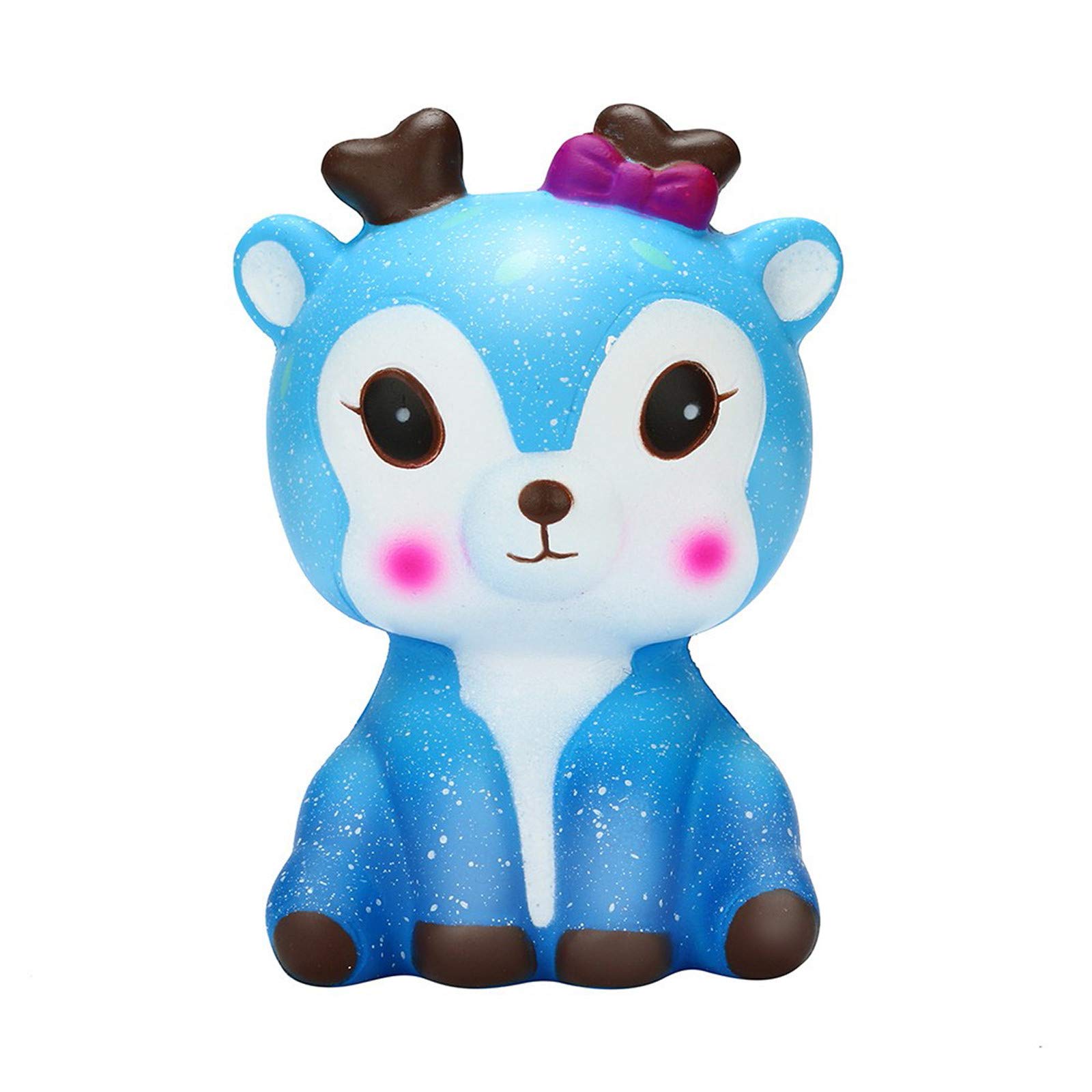 Galaxy Deer Slow Rising Scented Stress Relief Toy - Kawaii Cosmic Starry Deer PU Foam Squeeze Toy for Adults & Kids (Blue, 4.3x3 inches) - Anxiety Relief, Office Desk Decor, Gift Idea