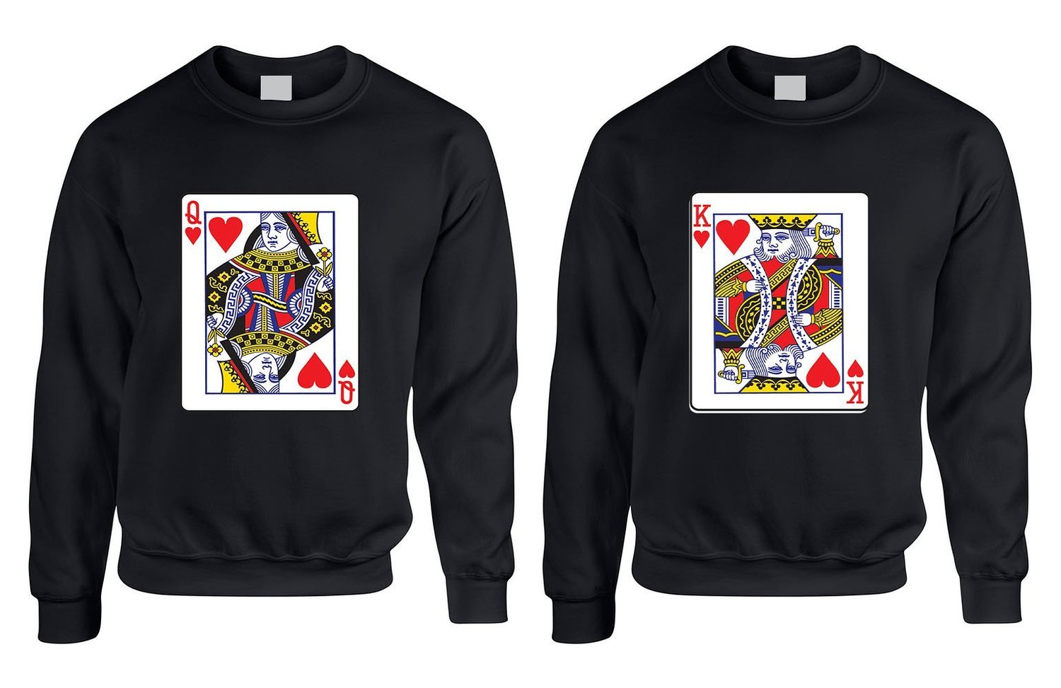 ALLNTRENDS Couple Matching T-Shirts - Queen & King Cards Design for Valentine's Day - Romantic Couples Outfit for Date Night & Anniversary Gifts