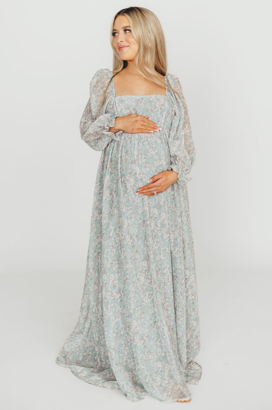Elegant Sage Green Floral Smocked Maxi Dress for Women - Bump Friendly Maternity & Inclusive Sizing (S-3XL) - Perfect for Summer Weddings, Beach Vacations & Casual Outings