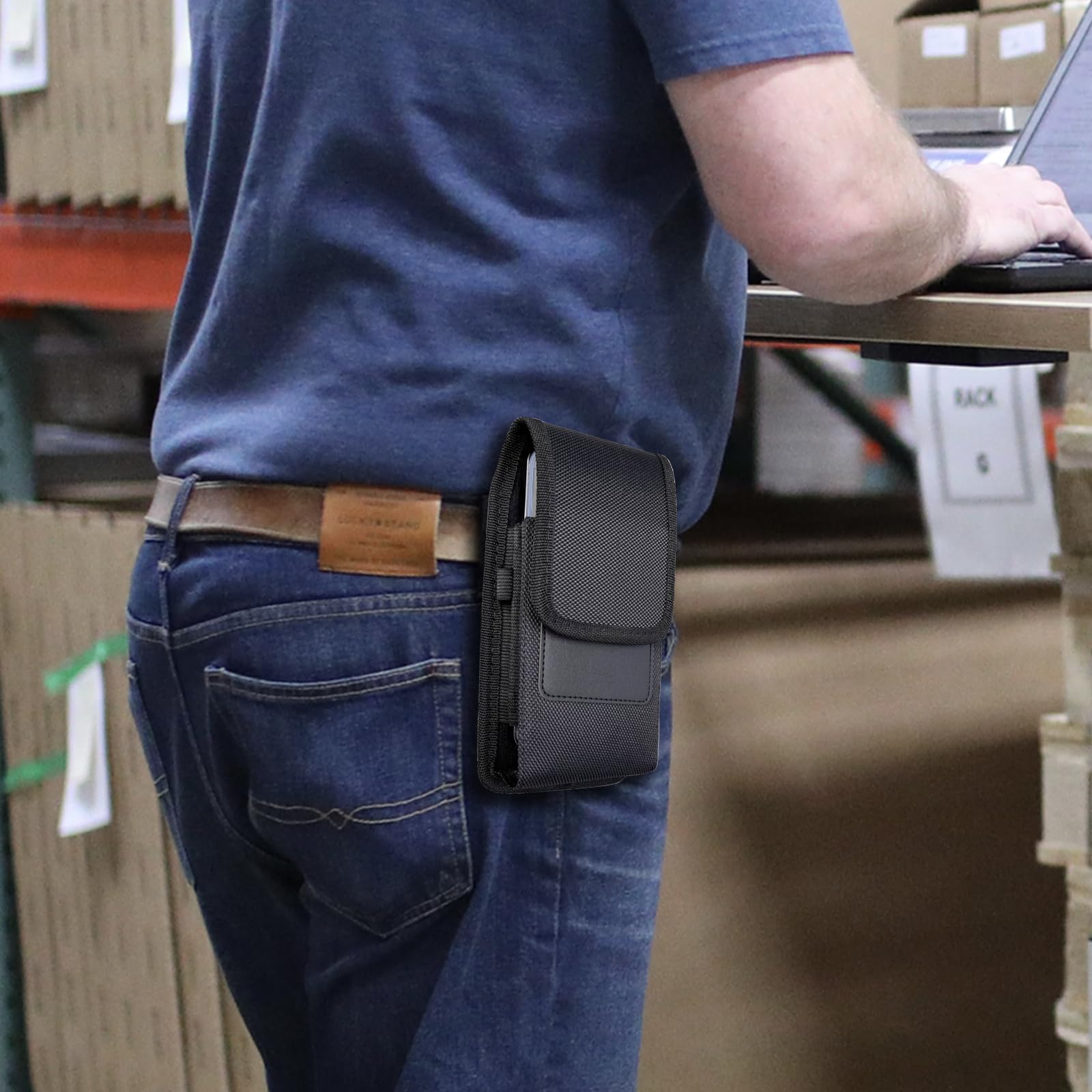Vertical Dual Phone Holster Pouch with Belt Clip - 2 Phone Holder Case for iPhone 16/15/14/13/12/11 Pro Max & Samsung Galaxy A35/A55/S24/S23 Ultra Plus - Black - Perfect for Work, Travel & Outdoor Activities