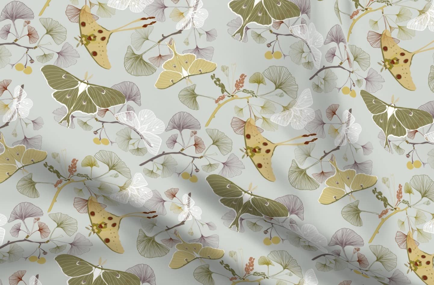 Premium Spoonflower Fabric - Moth & Butterfly Historical Victorian Print on Soft Minky Fabric - Fat Quarter for Sewing, Baby Blankets, Quilt Backing & Plush Toys | Perfect for DIY Crafts, Nursery Decor & Gift Making