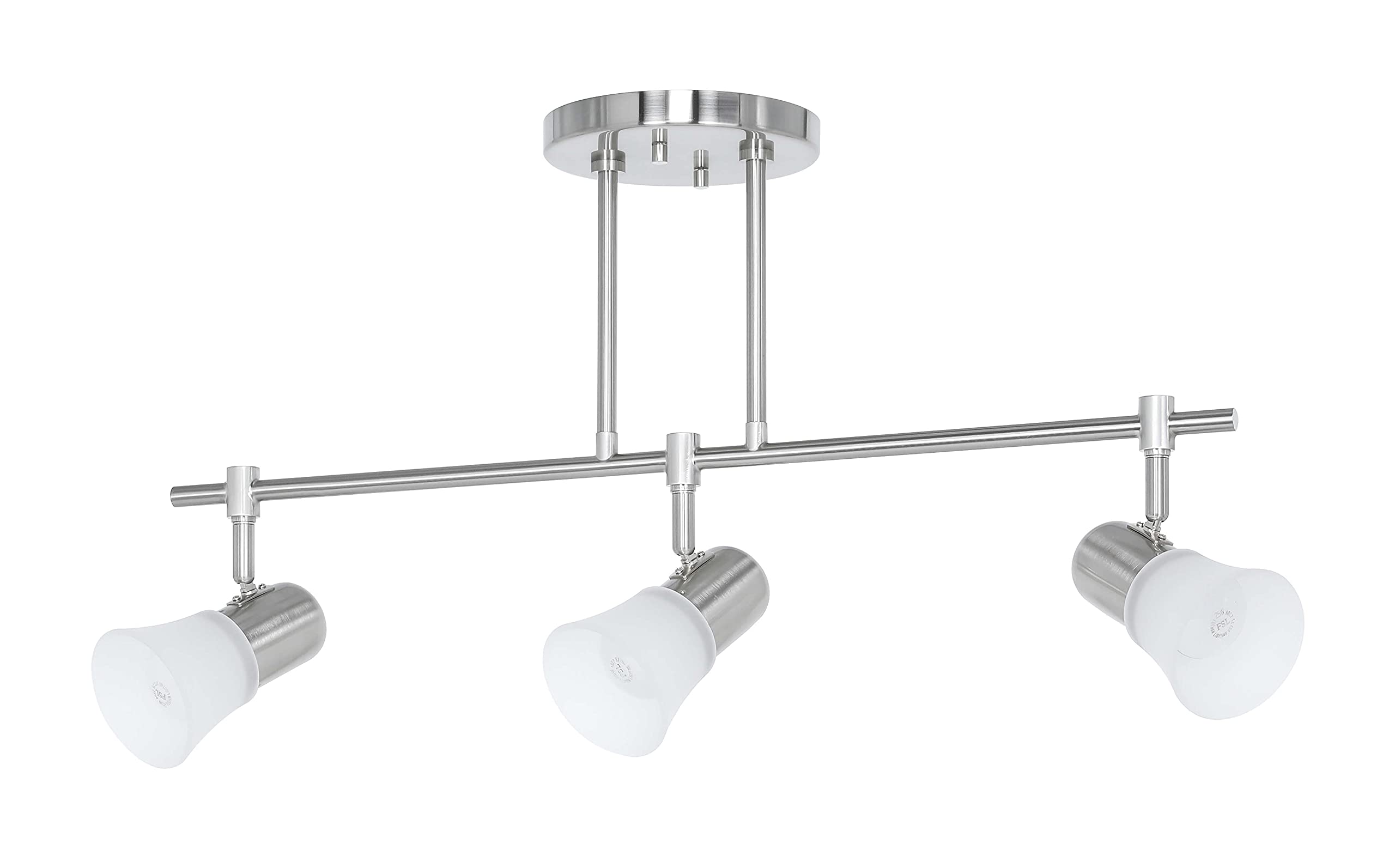 Modern 3-Light Kitchen Island Track Lighting - Brushed Nickel Finish with Glass Shades - Adjustable Hanging Ceiling Light for Kitchen, Dining Room & Bar (Model: XB-TR1235-3-BN) - Perfect for Task Lighting and Ambience in Contemporary Homes