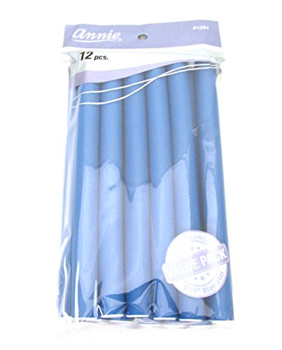 7-Inch Long Soft Twist Hair Rollers Set of 12 - Blue for Curly Hairstyles & Salon-Quality Styling at Home