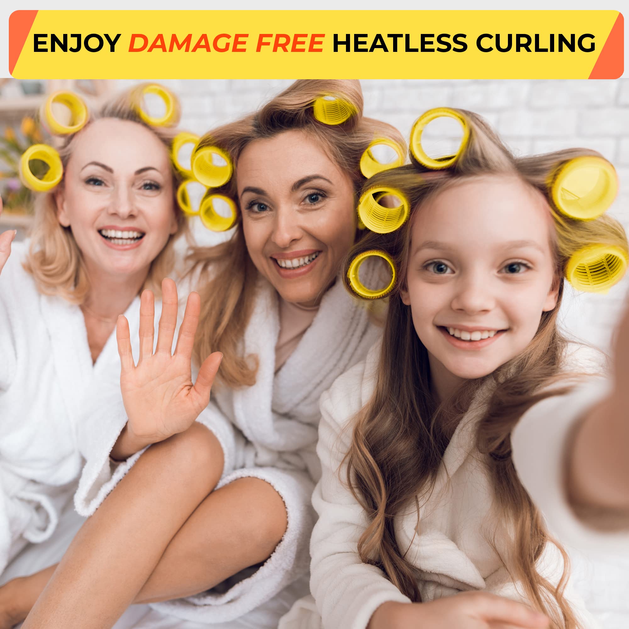 Large Hair Rollers with Clips - Self Grip Jumbo Curlers for Voluminous Hair, 18 Pack (3 Sizes: 6PCS Each) + 12 Hair Clips - Perfect for Home Salon, Styling, and Creating Big Curls