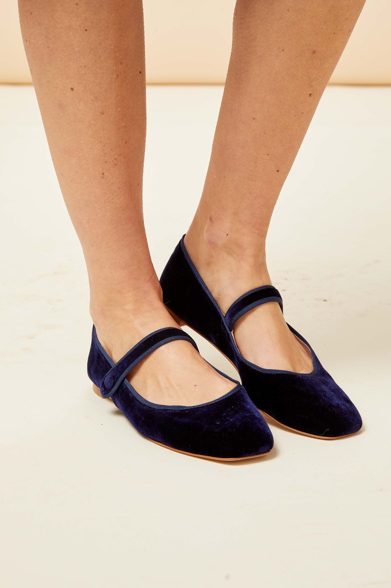 Velvet Mary Jane Shoes for Women - Navy Blue Comfortable Flats - Perfect for Work, Parties & Casual Wear
