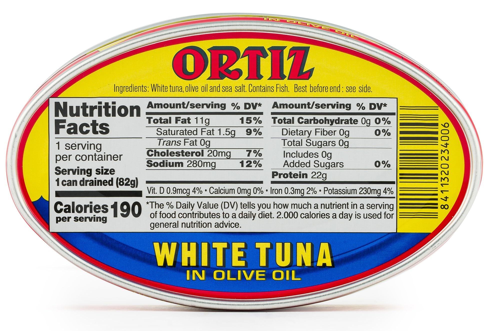 Ortiz Premium White Tuna in Olive Oil - Kosher Certified, 3.95oz Oval Tin (Pack of 6) | High-Quality Canned Tuna for Salads, Sandwiches & Mediterranean Recipes | Bulk Pantry Staple for Healthy Meals