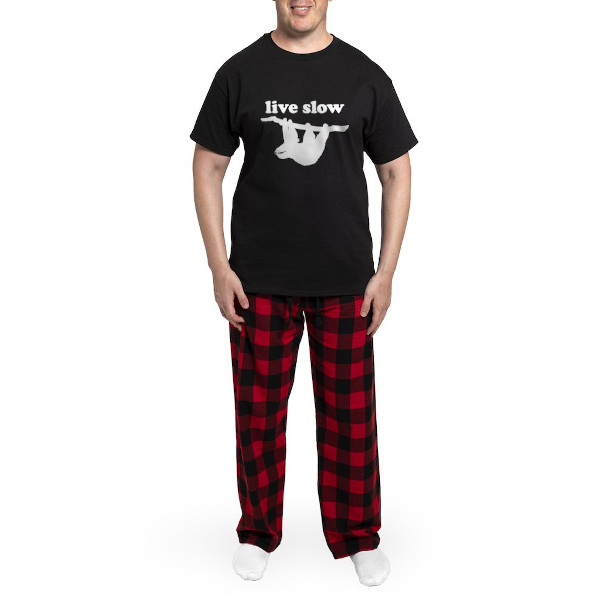 Live Slow Sloth Pajamas for Men - Soft & Comfortable Novelty Sleepwear Set - Perfect for Lounging, Sleepovers & Relaxing at Home