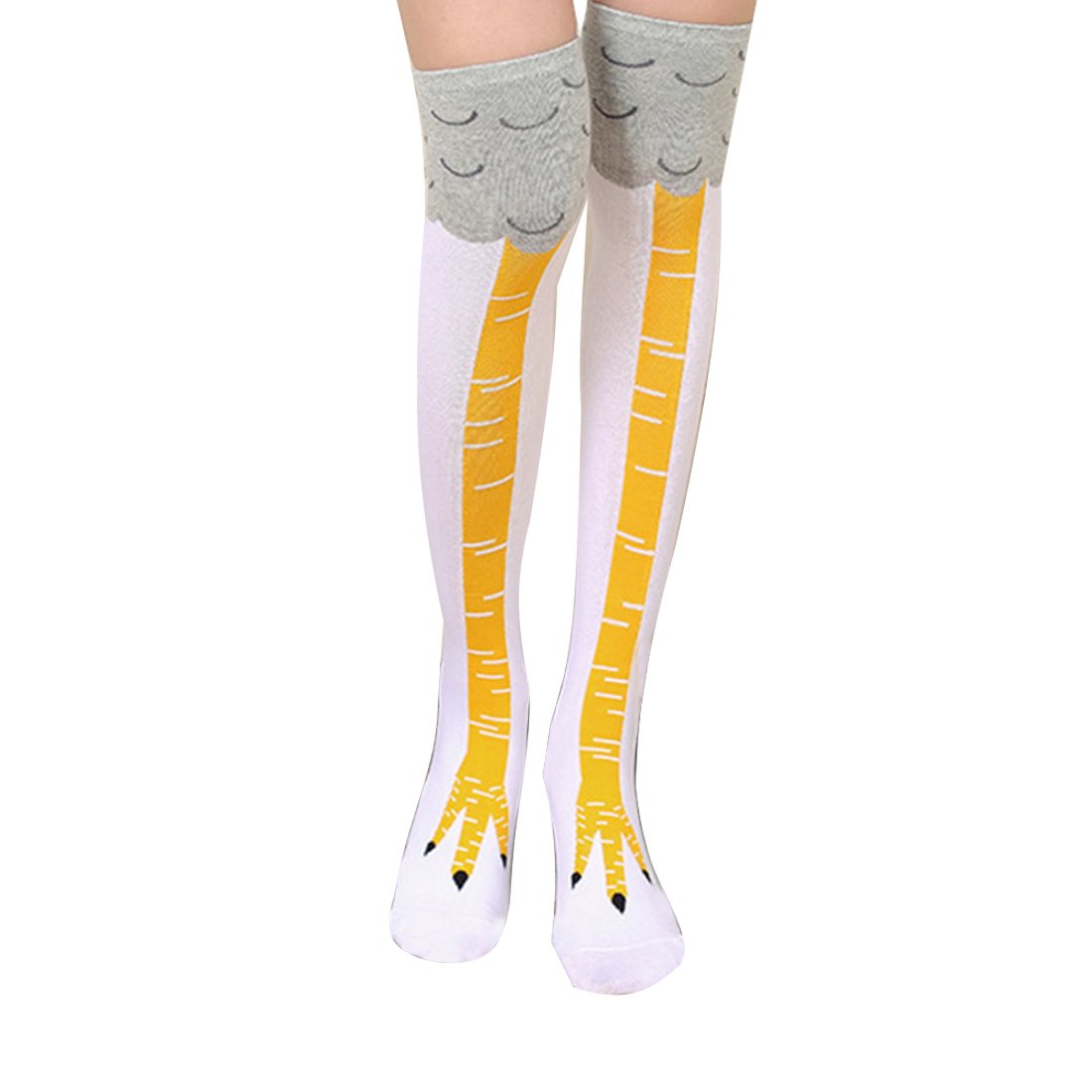 YOGINGO Women's Funny Chicken Feet Stockings - Cotton Knee High Thigh Socks with Novelty Striped Pattern for Athletic Wear, Cosplay & Gifts - Perfect for Halloween Costumes, Themed Parties and Funny Gift Giving