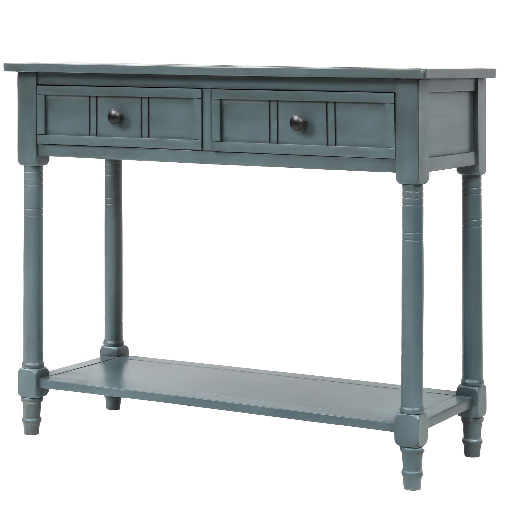 MERITLINE Wooden Side Table with 2 Drawers & Bottom Shelf - Entryway Console Table, Sofa Table with Storage for Living Room, Bedroom & Hallway