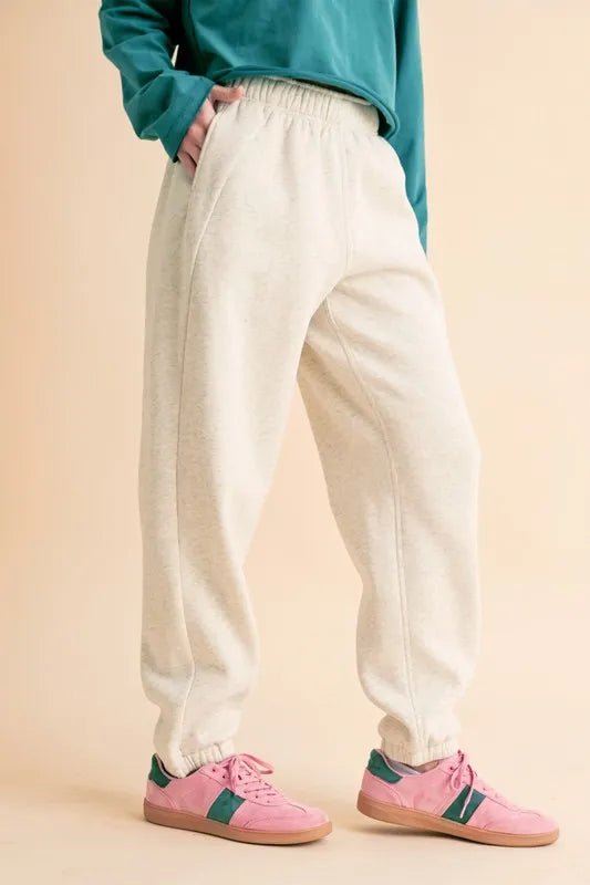 Aemi+Co Women's Elastic Waist Joggers Pants - Soft Drawstring Lounge Pants for Yoga, Running & Casual Wear