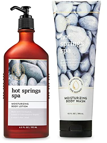 Bath & Body Works Aromatherapy Hot Springs Spa Gift Set - Moisturizing Body Lotion & Body Wash Duo (Full Size) for Relaxation & Self-Care at Home Spa Days