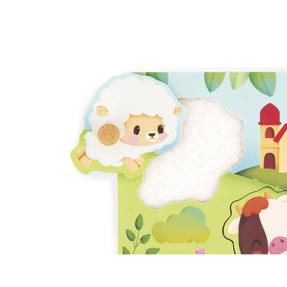 5-Piece Farmhouse Tactile Puzzle for Kids - Wooden Animal Jigsaw Puzzle for Early Learning & Sensory Play - Perfect for Toddlers, Preschool & Montessori Education