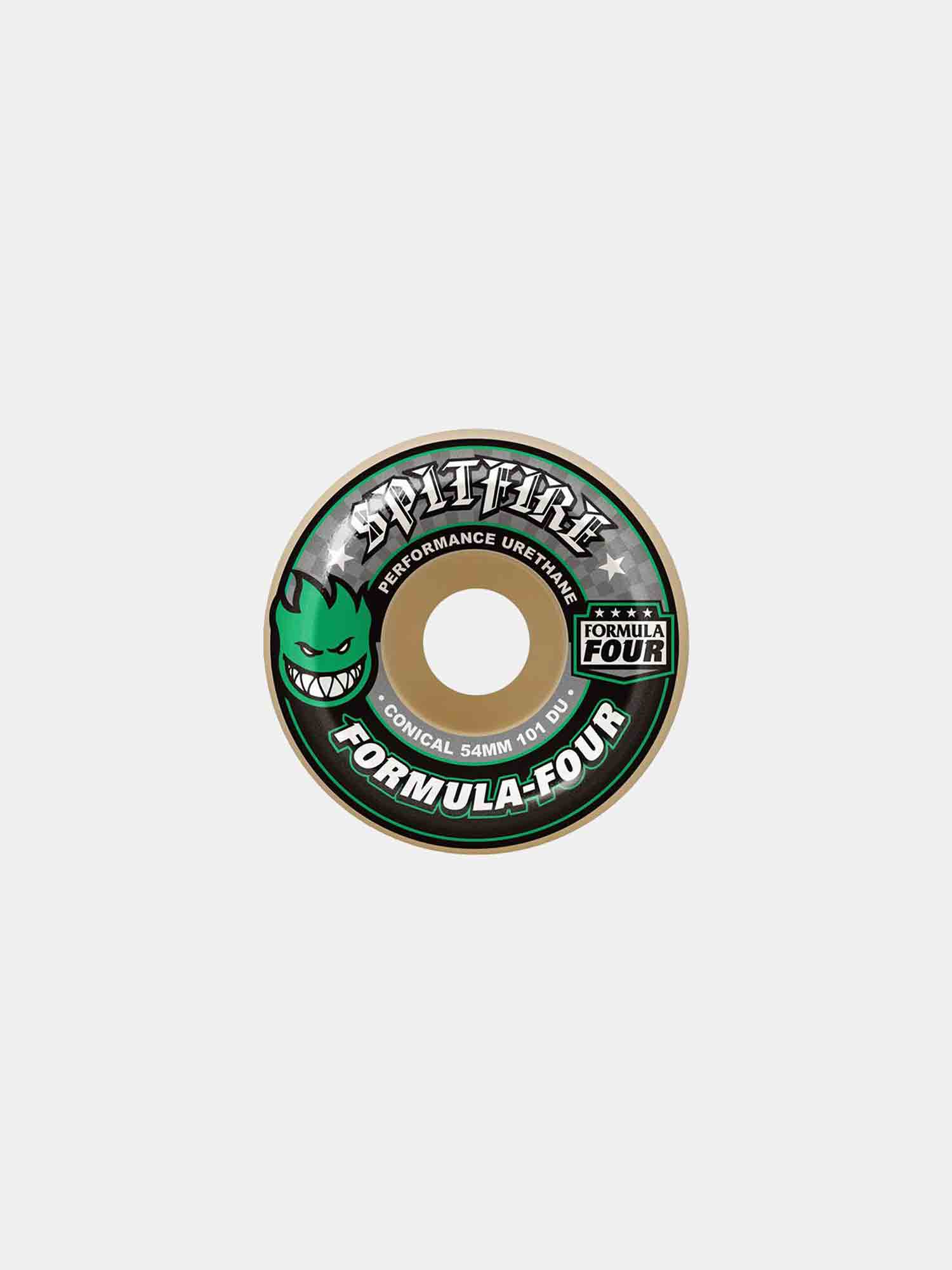 Spitfire Formula Four 101D Conical Skateboard Wheels - 99a Hardness for Street & Park Skating - High Performance Skate Wheels for Smooth Rides & Tricks