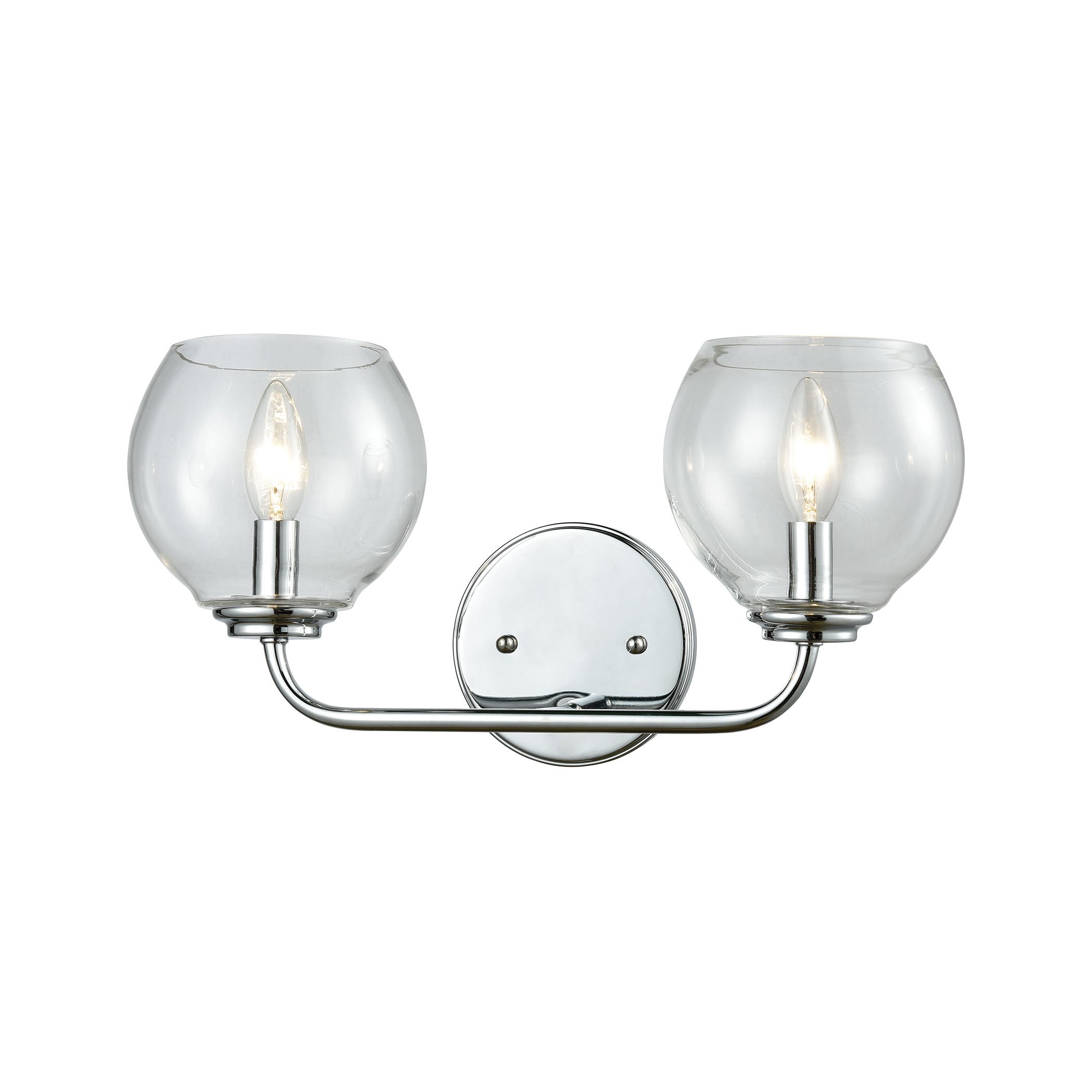 Emory 2-Light Bathroom Vanity Light Fixture - Polished Chrome Finish with Clear Blown Glass Shades - Perfect for Bathroom, Powder Room, and Dressing Room Lighting