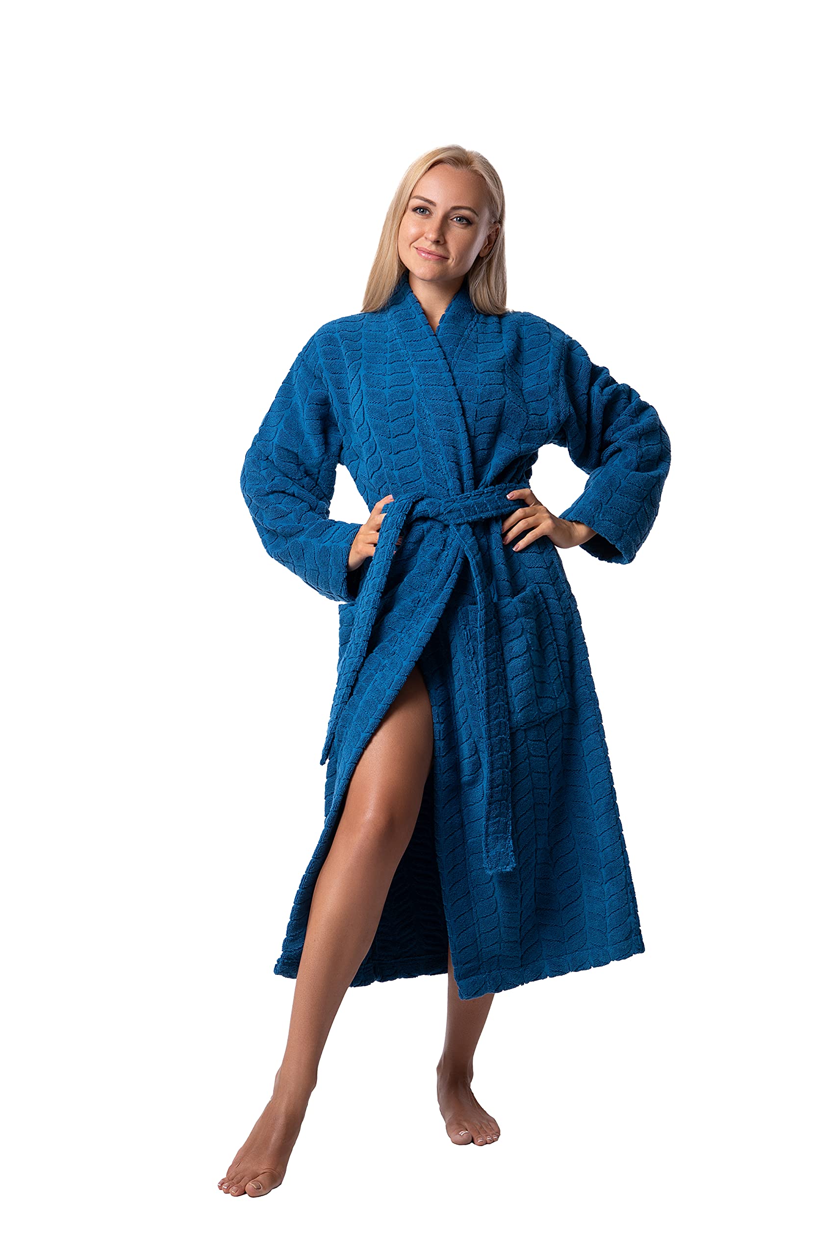 Soft Turkish Cotton Bathrobe for Women - Luxurious Spa Robe with Pockets, Perfect for Relaxation at Home, After Shower, or Spa Days
