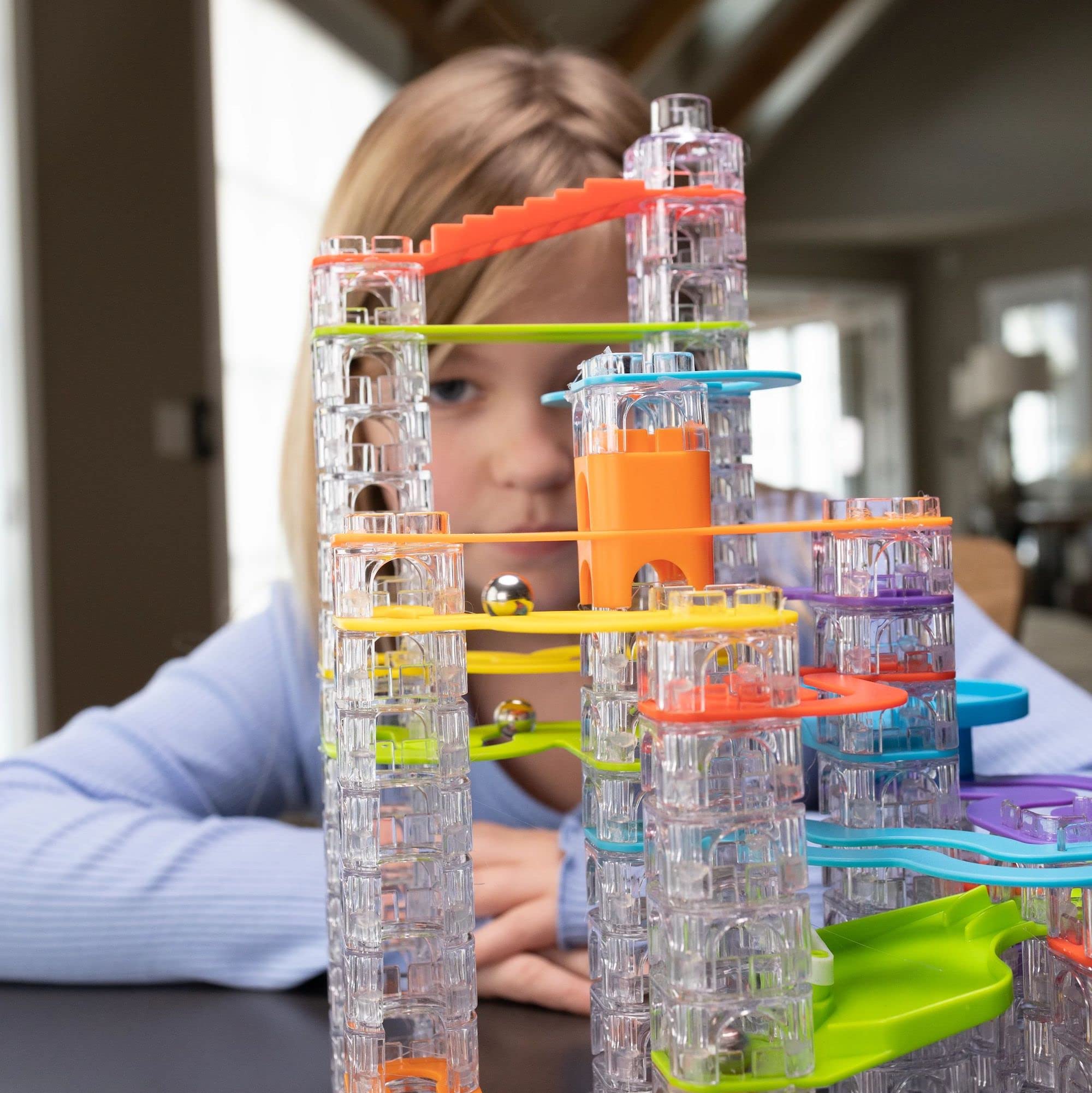 Fat Brain Toys Trestle Tracks Deluxe Marble Run Set - 124-Piece Modular STEM Building Toy for Kids Ages 8-13 | Creative Construction Game for Boys & Girls | Perfect for Indoor Play, Birthday Gifts & Educational Fun
