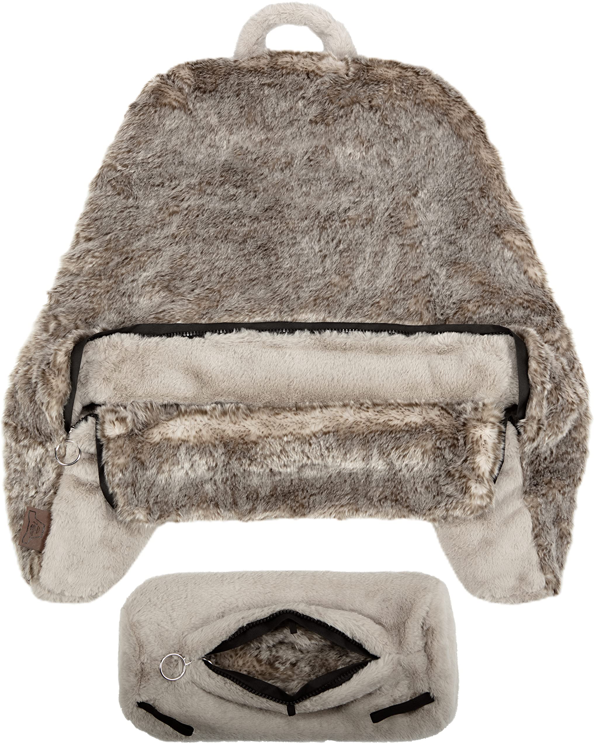 XXL Husband Pillow Cover - Ultra Soft Reversible Faux Fur Pillowcase Set with Neck Roll, Two-Tone Double Sided Design for Reading & Bed Rest - Perfect for Cozy Nights, Movie Watching & Relaxation