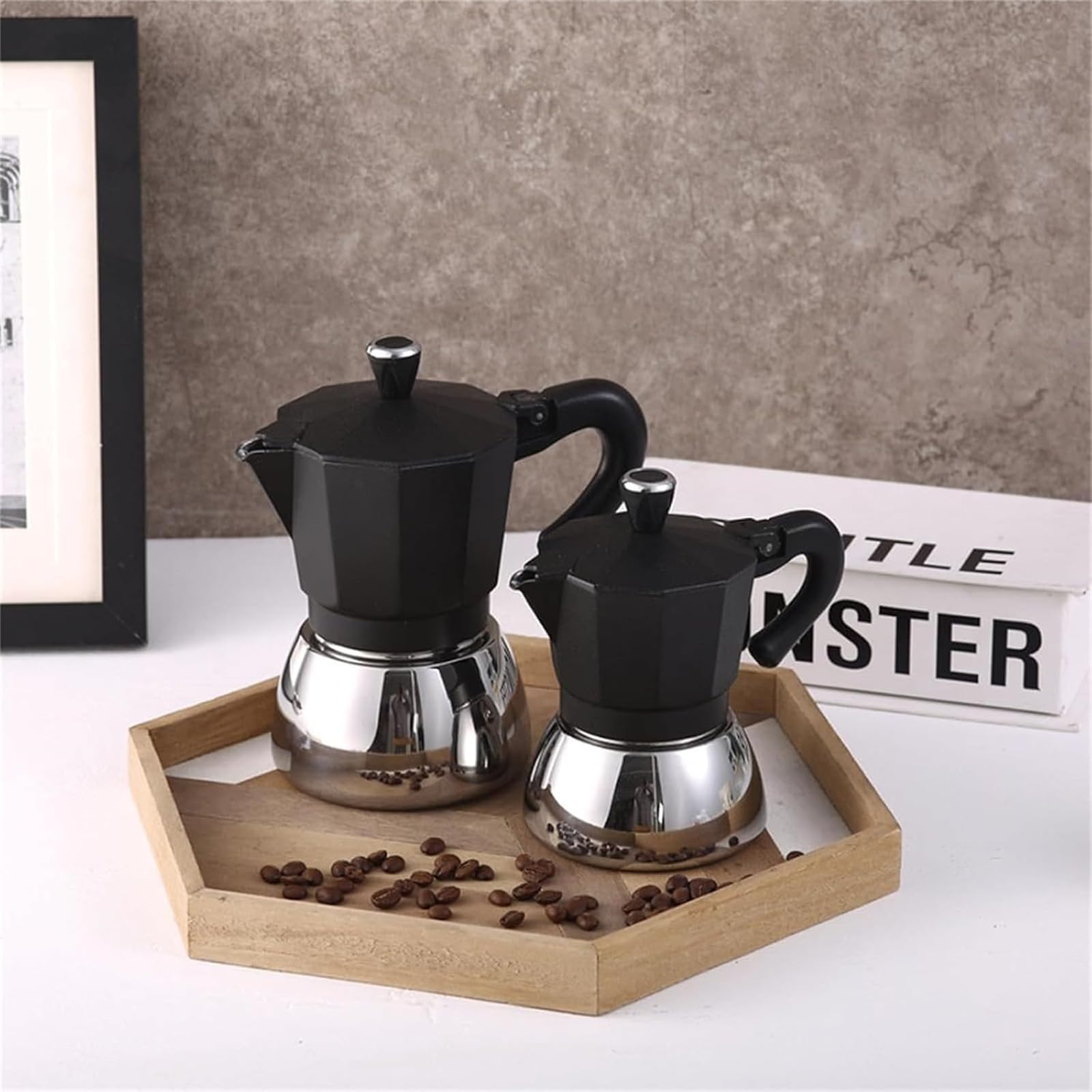 Cafevello Stainless Steel Moka Pot - 6 Cup Espresso Maker for Home & Camping